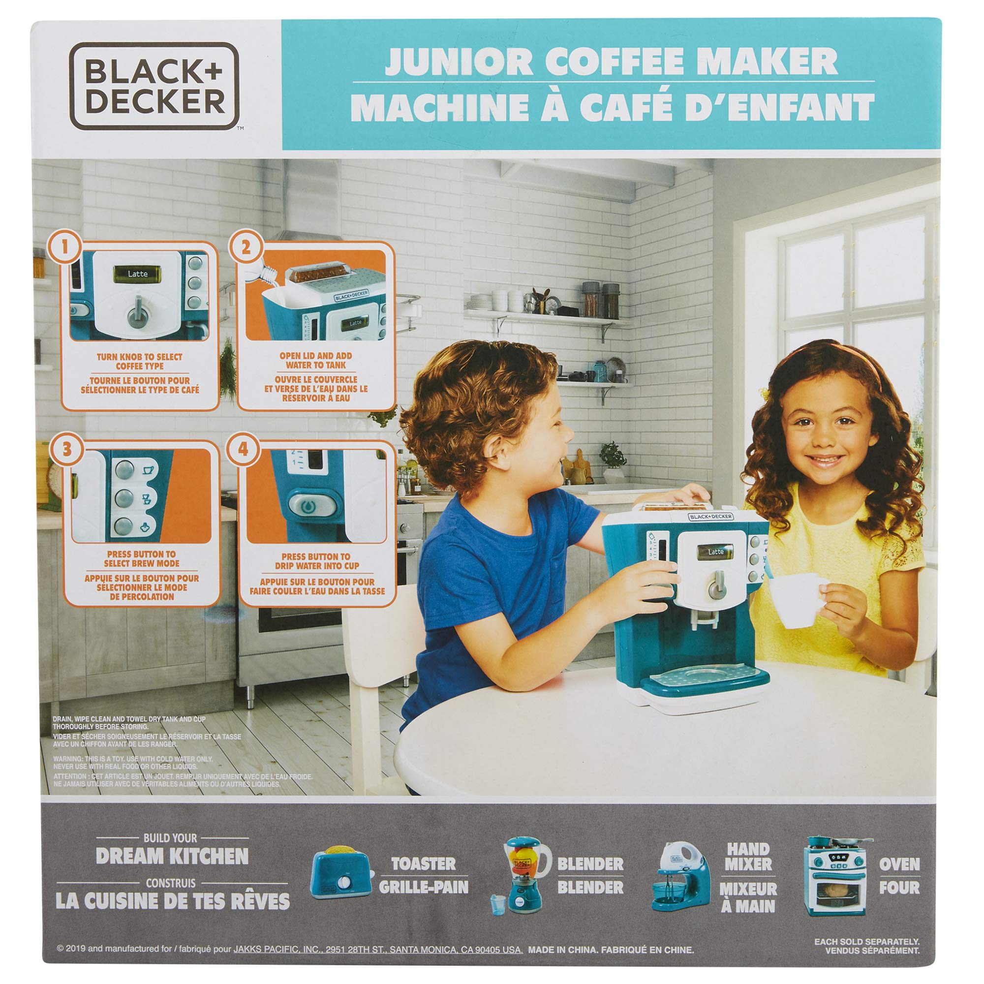 BLACK+DECKER Junior Coffee Maker Role Play Pretend Kitchen Appliance for Kids with Realistic Action, Light and Sound - Plus Toy Coffee Mug for Imaginary Brewing Fun - Image 7