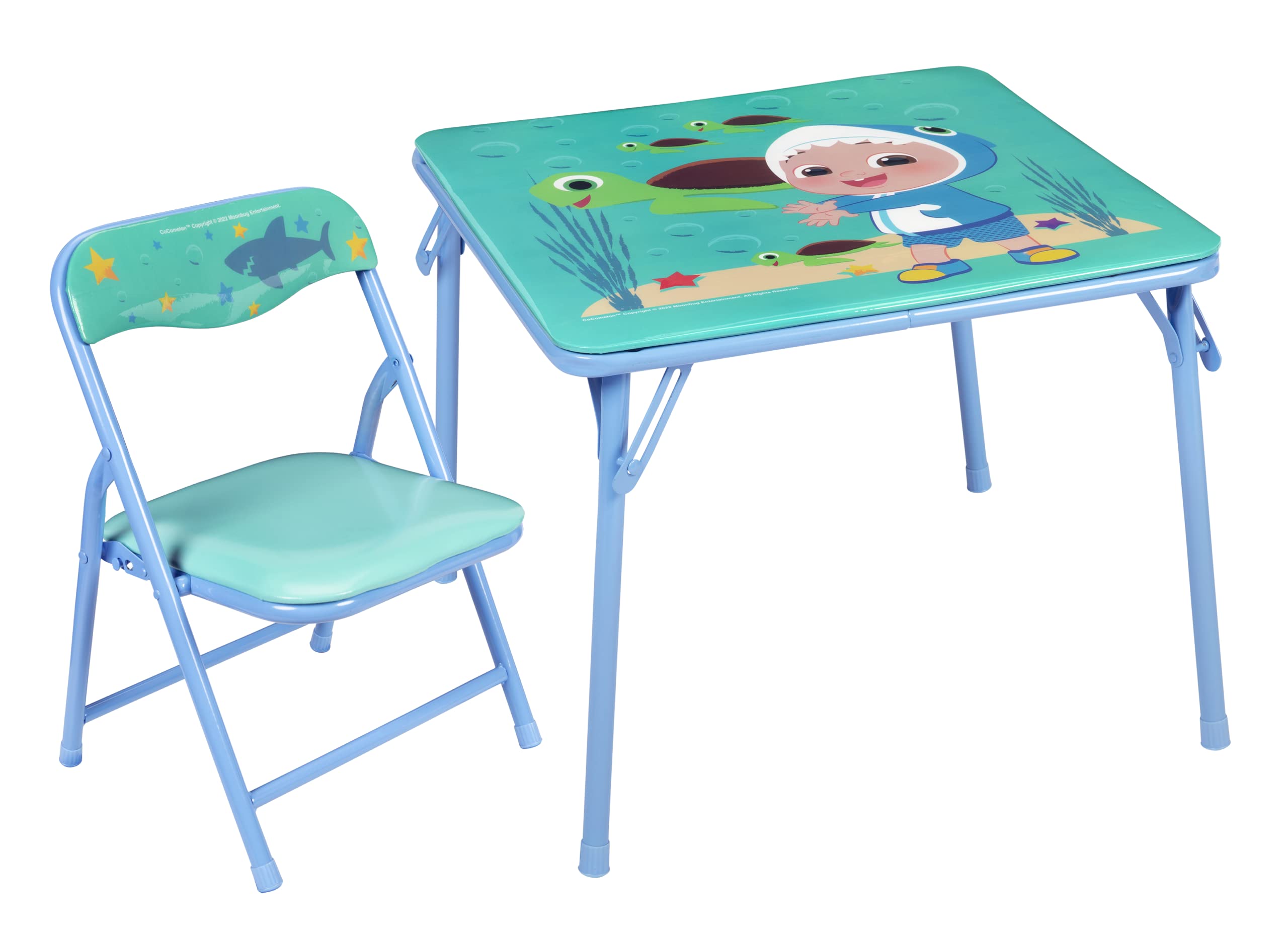 CoComelon Table & Chair Set for Toddlers 24-48M, Includes 1 Table & 1 Chair - Sturdy Metal Construction, Table: 20" L x 20" W x 16.4" H, Chair: 12" L x 11.6" W x 17.7" H - Weight Limit: 70 lbs - Image 3