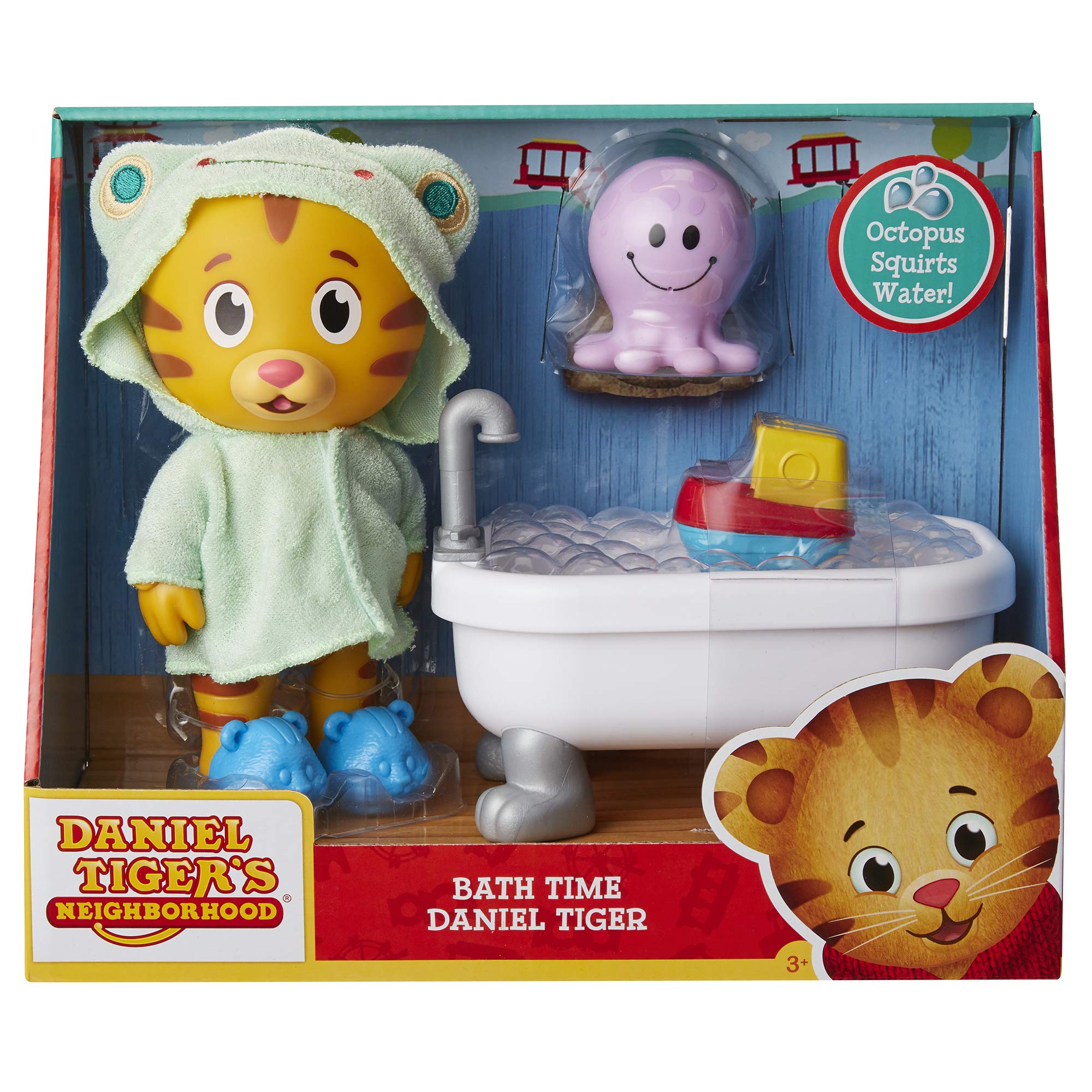 Daniel Tiger's Neighborhood Bath Time Daniel Tiger Figure is 7" Tall – Articulated Neck, Arms & Legs, Comes with Cute Frog Robe & Tigey-Shaped Slippers - Image 7