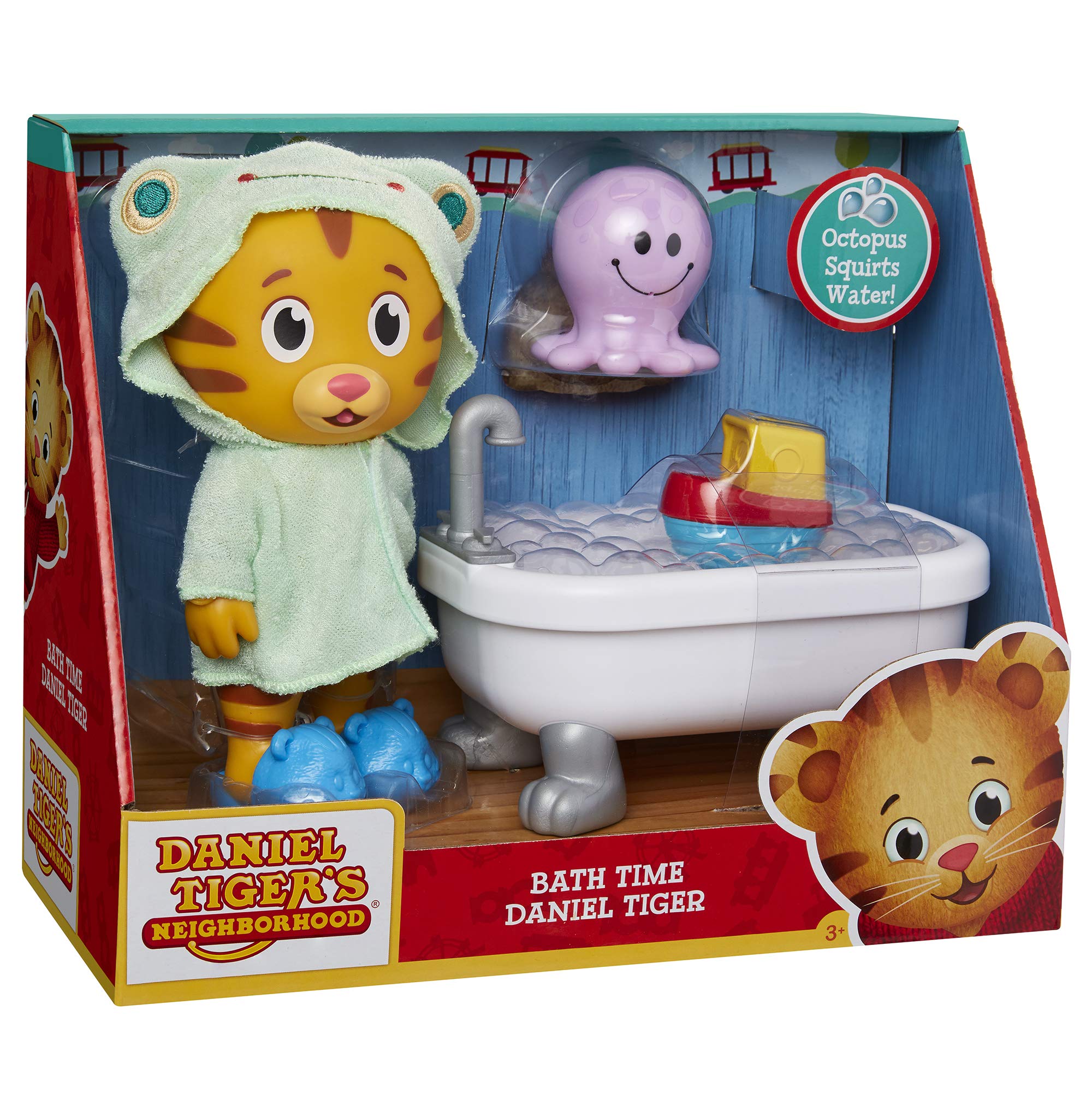 Daniel Tiger's Neighborhood Bath Time Daniel Tiger Figure is 7" Tall – Articulated Neck, Arms & Legs, Comes with Cute Frog Robe & Tigey-Shaped Slippers - Image 8