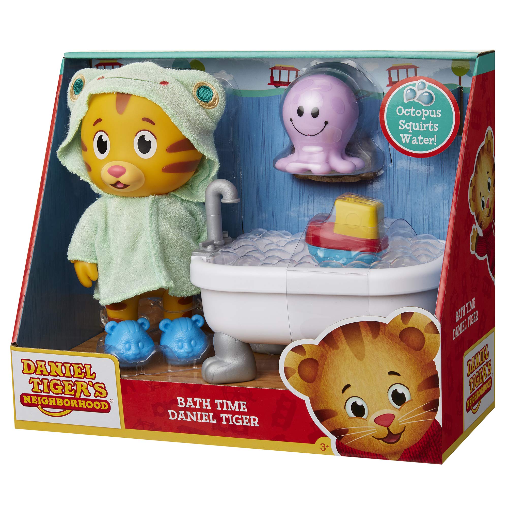 Daniel Tiger's Neighborhood Bath Time Daniel Tiger Figure is 7" Tall – Articulated Neck, Arms & Legs, Comes with Cute Frog Robe & Tigey-Shaped Slippers - Image 9