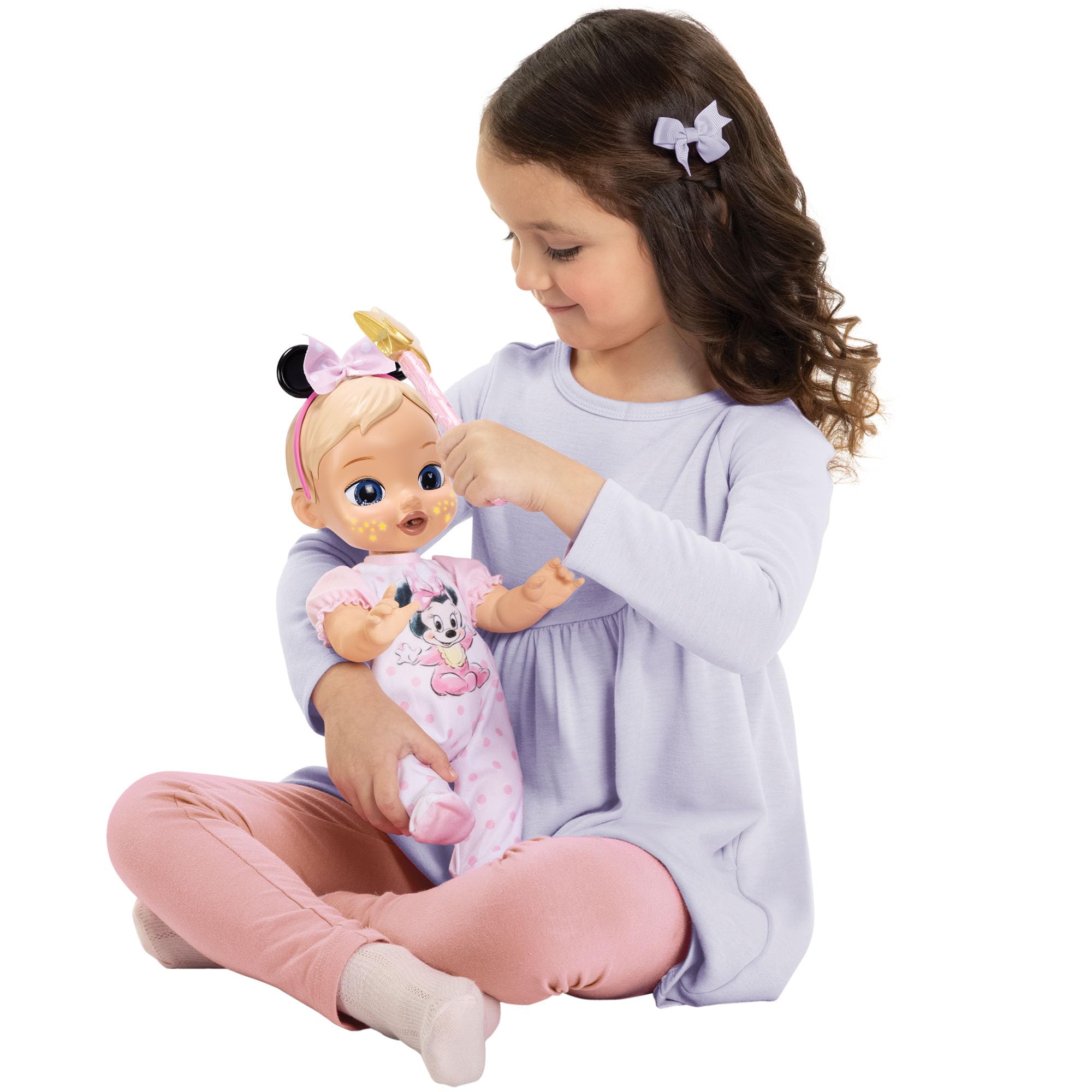 Disney Darlings 13-Inch Interactive Baby Doll – Magical Lights, Sounds, Music & Wand – Minnie-Inspired Nurturing Doll with Accessories – Multiple Skin Tones, Eye Colors – Ages 2 and Up - Image 3