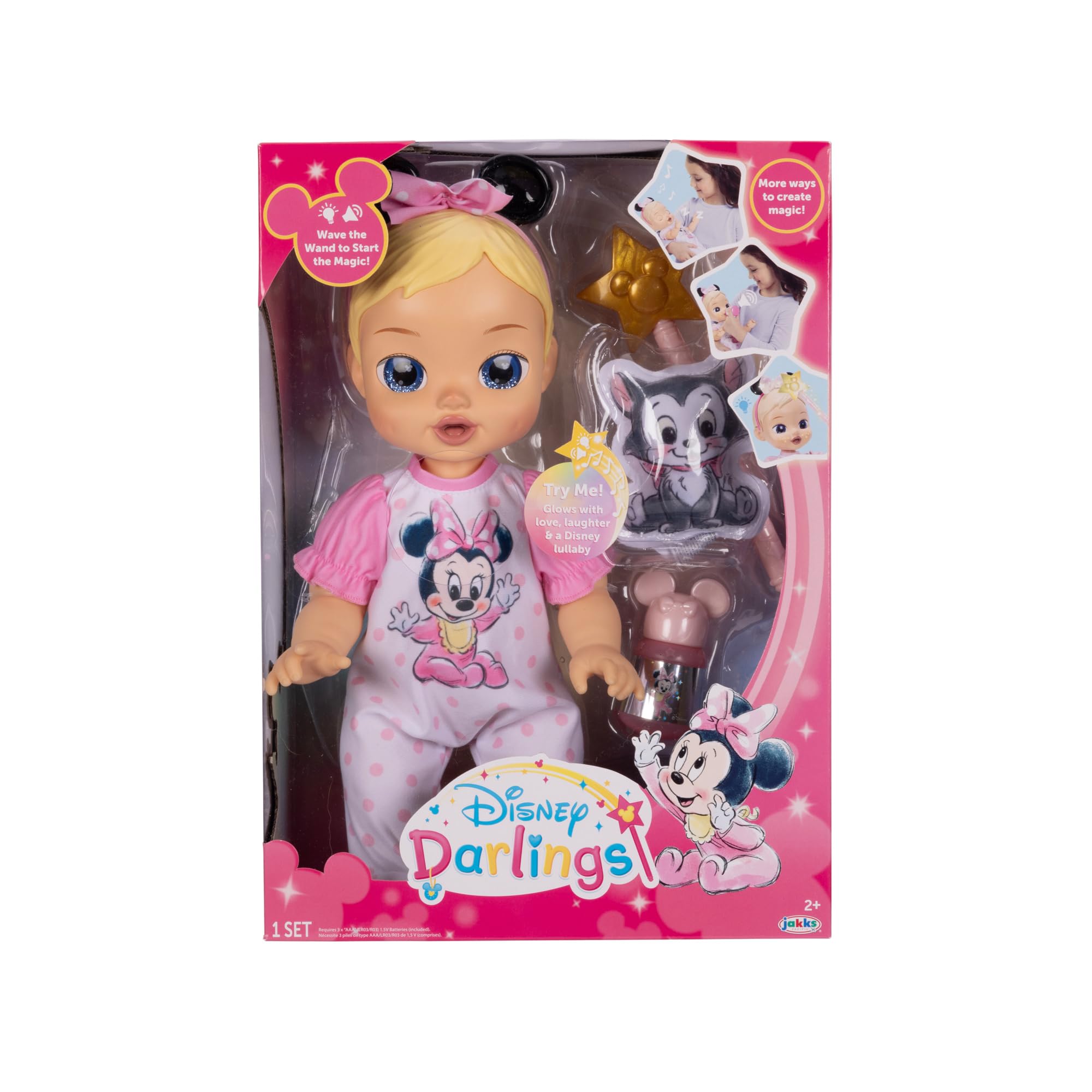Disney Darlings 13-Inch Interactive Baby Doll – Magical Lights, Sounds, Music & Wand – Minnie-Inspired Nurturing Doll with Accessories – Multiple Skin Tones, Eye Colors – Ages 2 and Up - Image 6