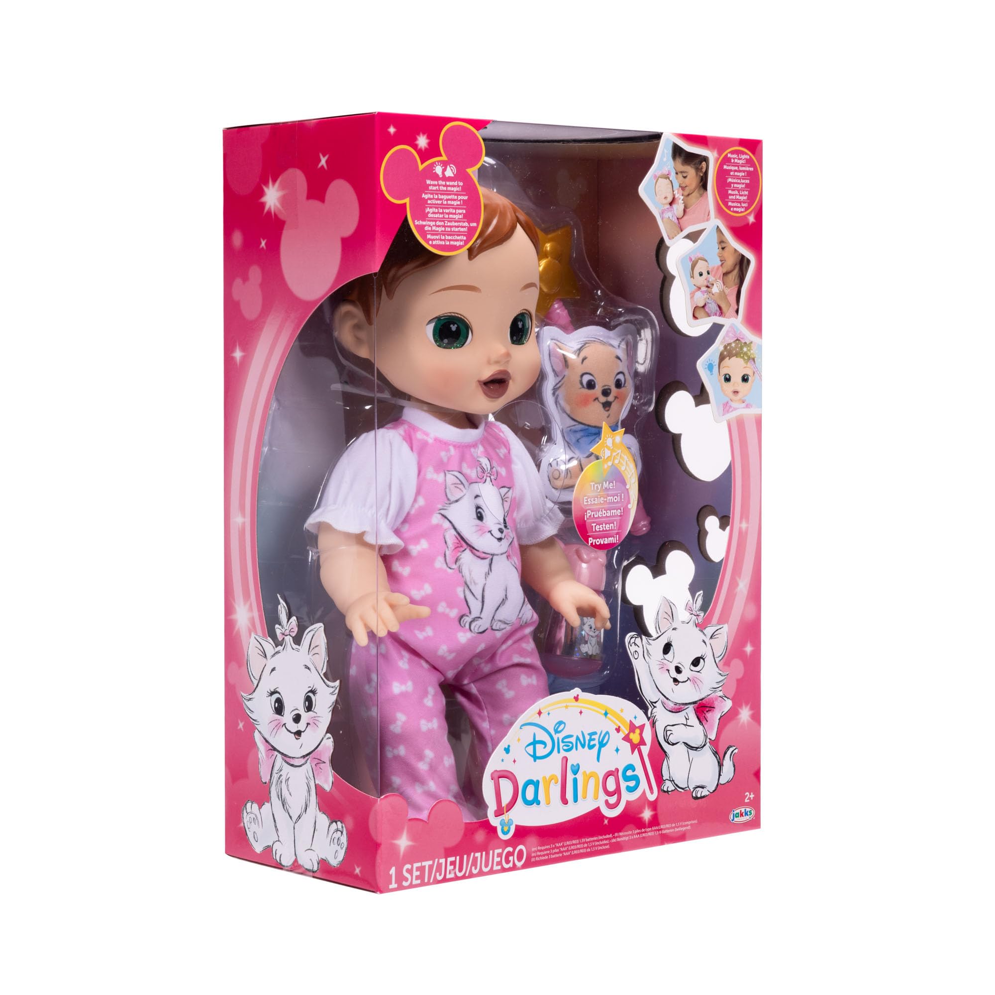 Disney Darlings 13-Inch Interactive Baby Doll – Magical Lights, Sounds, Music & Wand – Marie-Inspired Nurturing Doll with Accessories – Multiple Skin Tones, Eye Colors – Ages 2 and Up - Image 8
