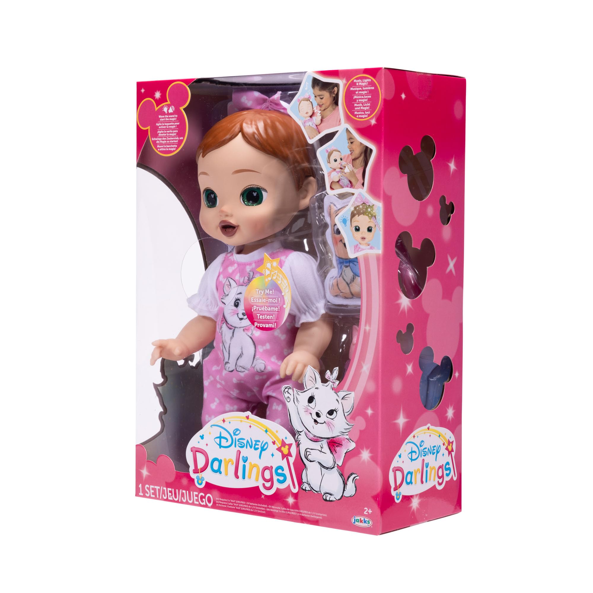 Disney Darlings 13-Inch Interactive Baby Doll – Magical Lights, Sounds, Music & Wand – Marie-Inspired Nurturing Doll with Accessories – Multiple Skin Tones, Eye Colors – Ages 2 and Up - Image 9