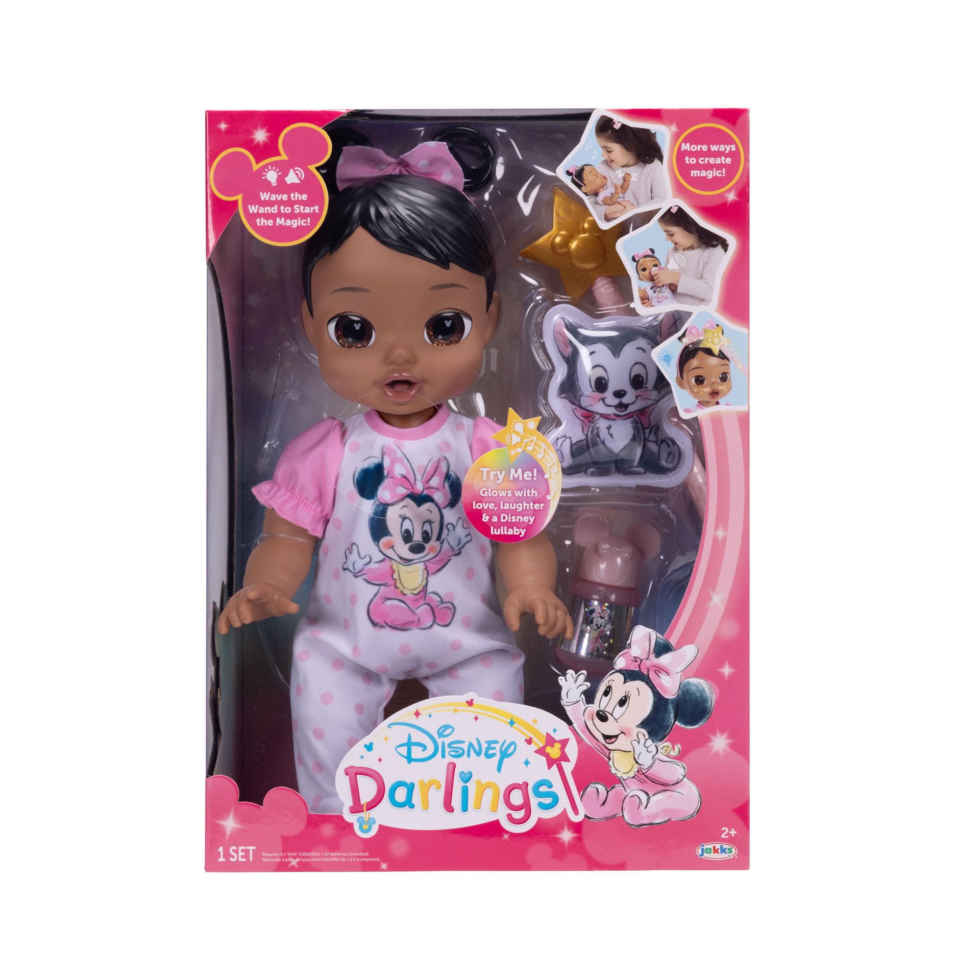 Disney Darlings 13-Inch Interactive Baby Doll – Magical Lights, Sounds, Music & Wand – Minnie-Inspired Nurturing Doll with Accessories – Multiple Skin Tones, Eye Colors – Ages 2 and Up - Image 6