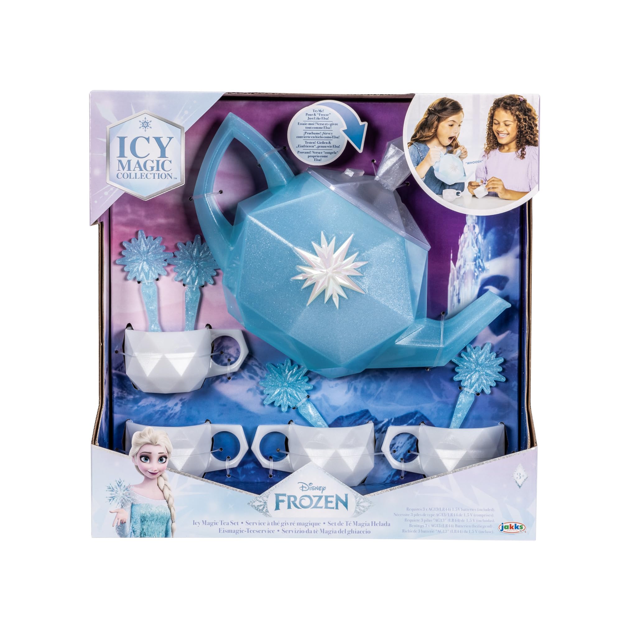Disney Frozen Elsa Beautiful Ice-Inspired Tea Set, Includes 1 Teapot, Lid, and 4 Teacups with Teaspoons, Teapot Toy Lights Up and Makes Freezing Sounds! - Image 7