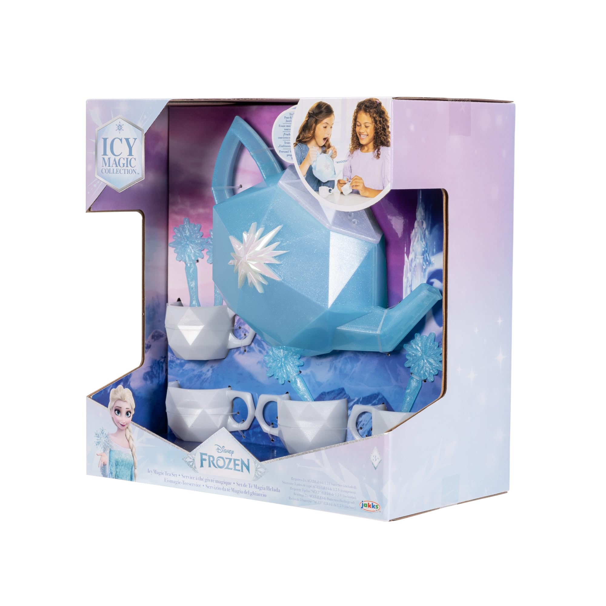 Disney Frozen Elsa Beautiful Ice-Inspired Tea Set, Includes 1 Teapot, Lid, and 4 Teacups with Teaspoons, Teapot Toy Lights Up and Makes Freezing Sounds! - Image 8