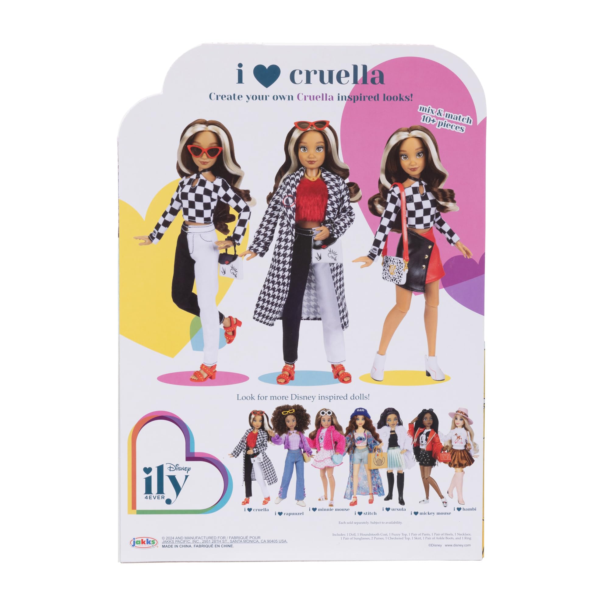 Disney ILY 4EVER Dolls Cruella 11.5" Tall with 13 Points of Articulation, Two Complete Mix-and-Match Outfits and Glittery Mickey Ring for You! - Image 7