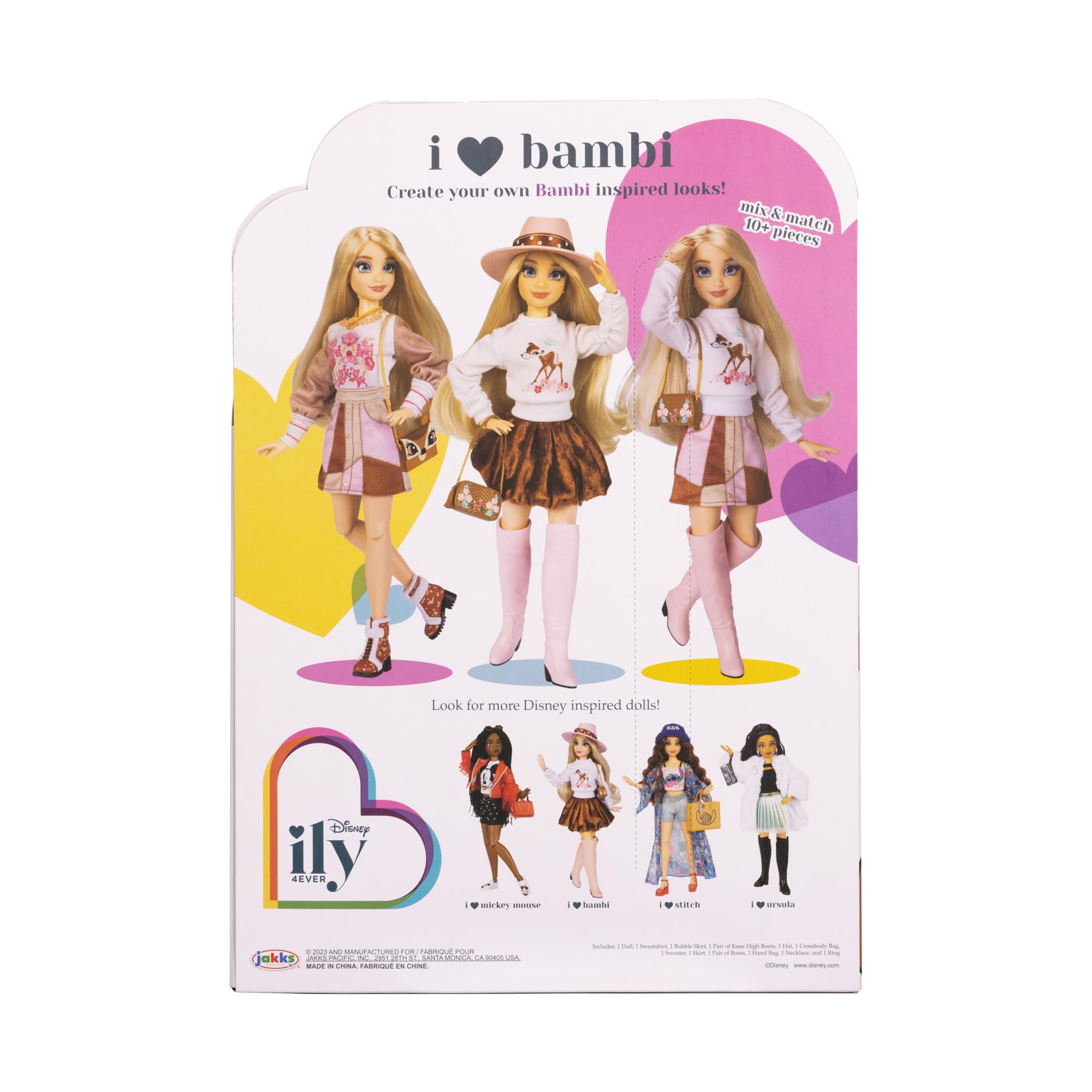 Disney ily 4EVER Dolls Disney 100 - Bambi 11.5" Tall with 13 Points of Articulation, Two Complete Mix-and-Match Outfits and Glittery Mickey Ring for You! - Image 8