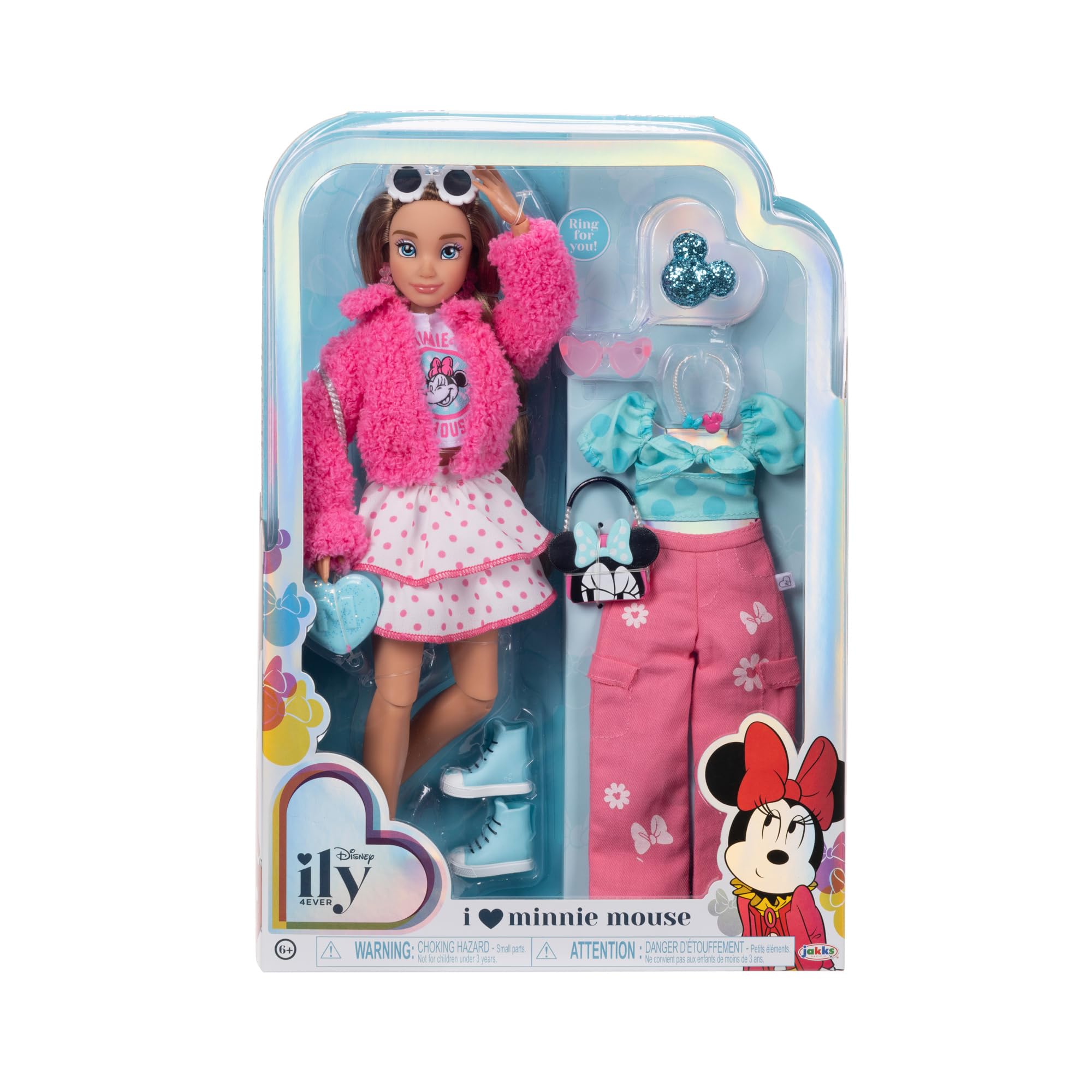 Disney ily 4EVER Dolls Minnie 11.5" Tall with 13 Points of Articulation, Two Complete Mix-and-Match Outfits and Glittery Mickey Ring for You! - Image 6