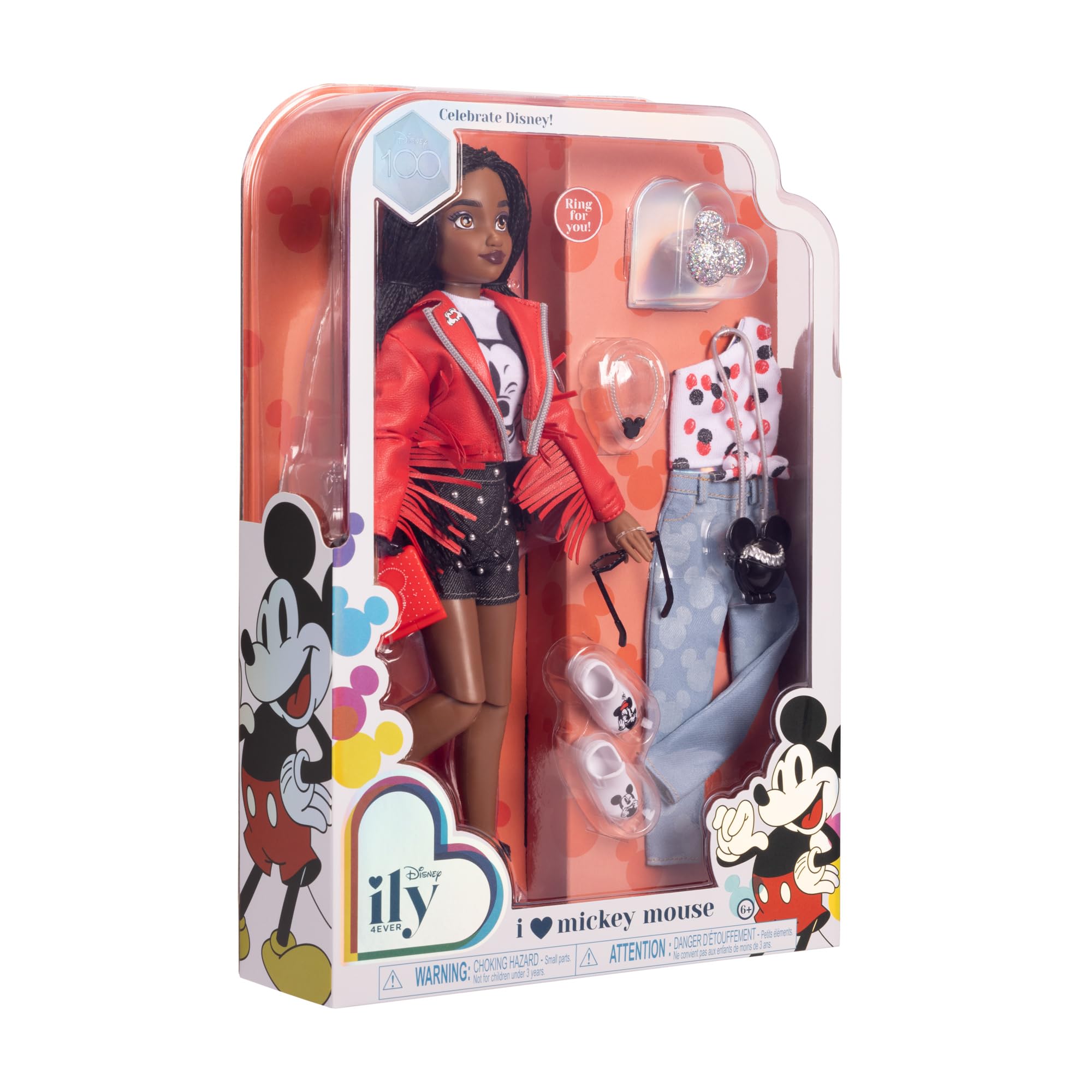 Disney ILY 4EVER Fashion Dolls Disney 100 - Mickey Mouse 11.5" Tall with 13 Points of Articulation, Two Complete Mix-and-Match Outfits and Glittery Mickey Ring for You! - Image 11