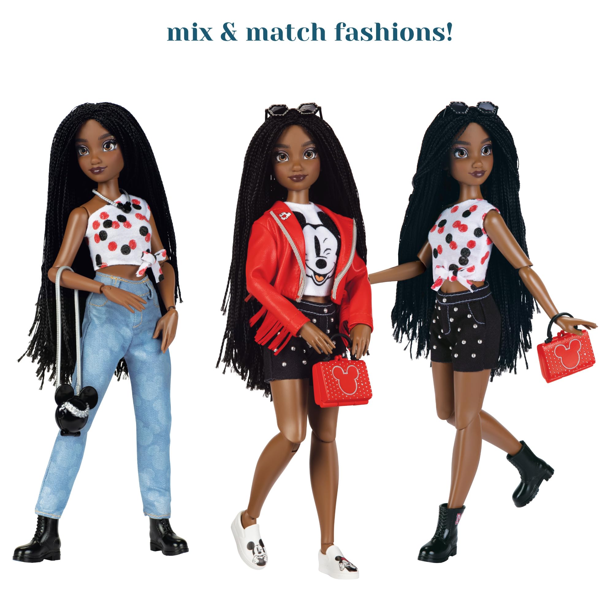 Disney ILY 4EVER Fashion Dolls Disney 100 - Mickey Mouse 11.5" Tall with 13 Points of Articulation, Two Complete Mix-and-Match Outfits and Glittery Mickey Ring for You! - Image 4