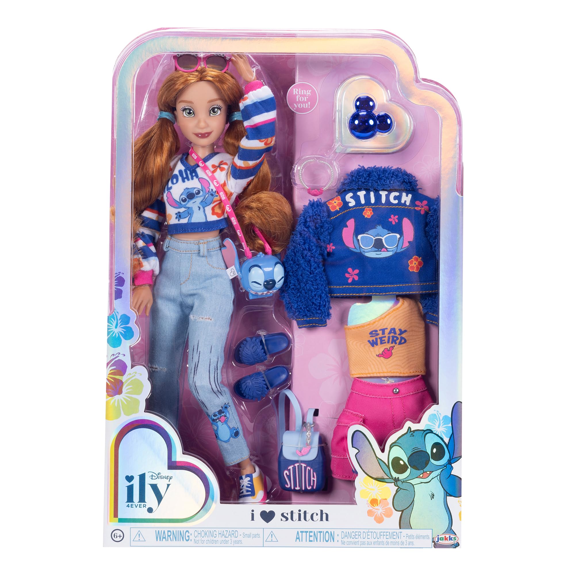Disney ILY 4EVER Fashion Dolls Red Hair Stitch 11.5" Tall with 13 Points of Articulation, Two Complete Mix-and-Match Outfits and Mickey Ring for You! - Image 6