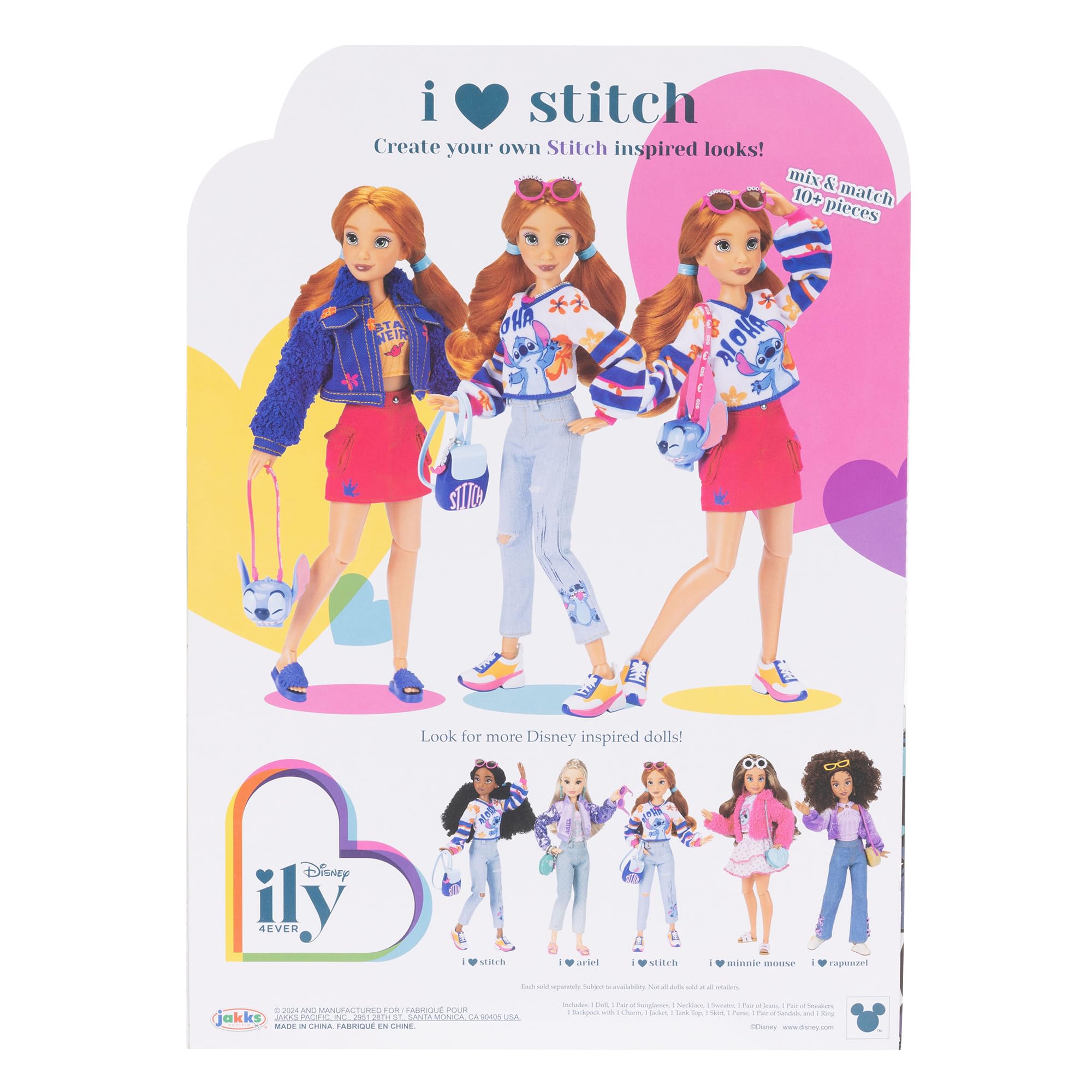 Disney ILY 4EVER Fashion Dolls Red Hair Stitch 11.5" Tall with 13 Points of Articulation, Two Complete Mix-and-Match Outfits and Mickey Ring for You! - Image 7