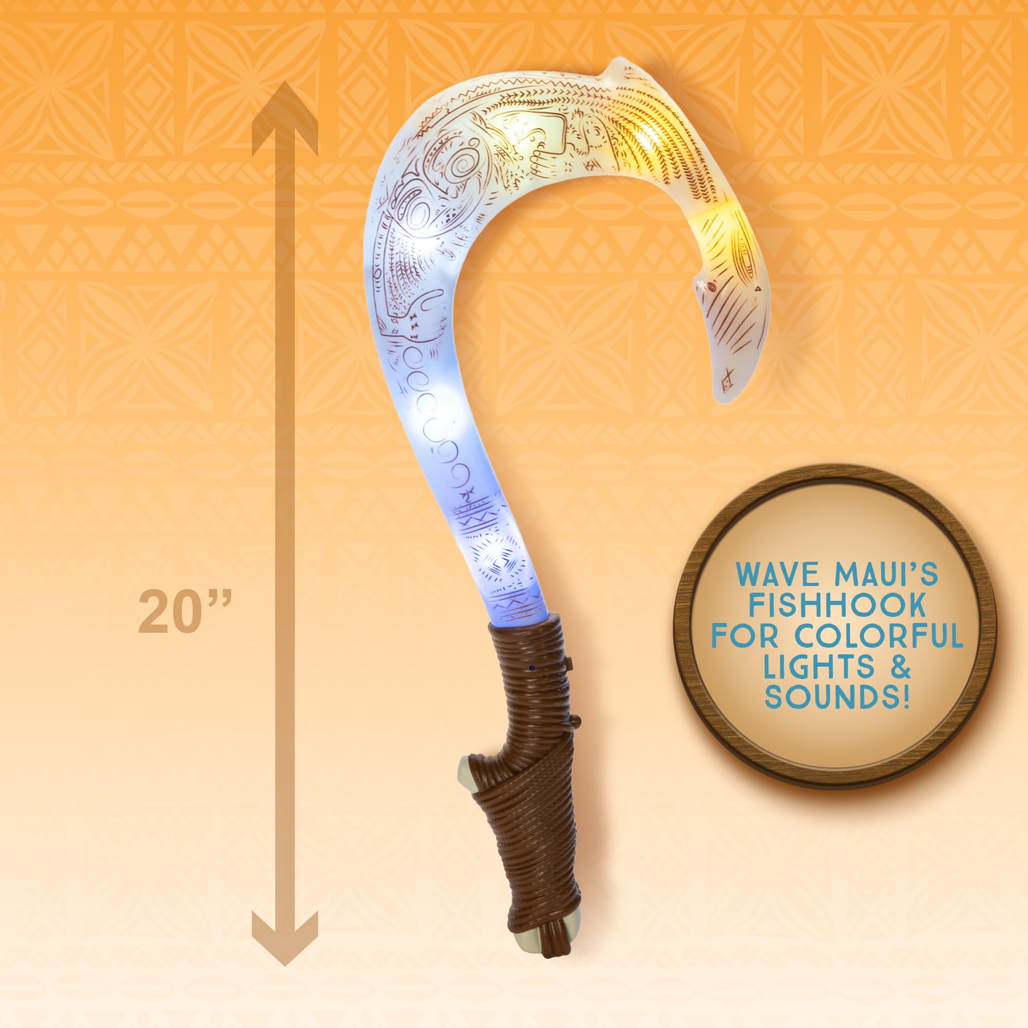 Disney Moana 2 Maui's Magical Fishhook Motion Activated Lights and Sound! 20 Inches, Officially Licensed by Disney, Great Birthday Gift, for Boys & Girls - Image 3