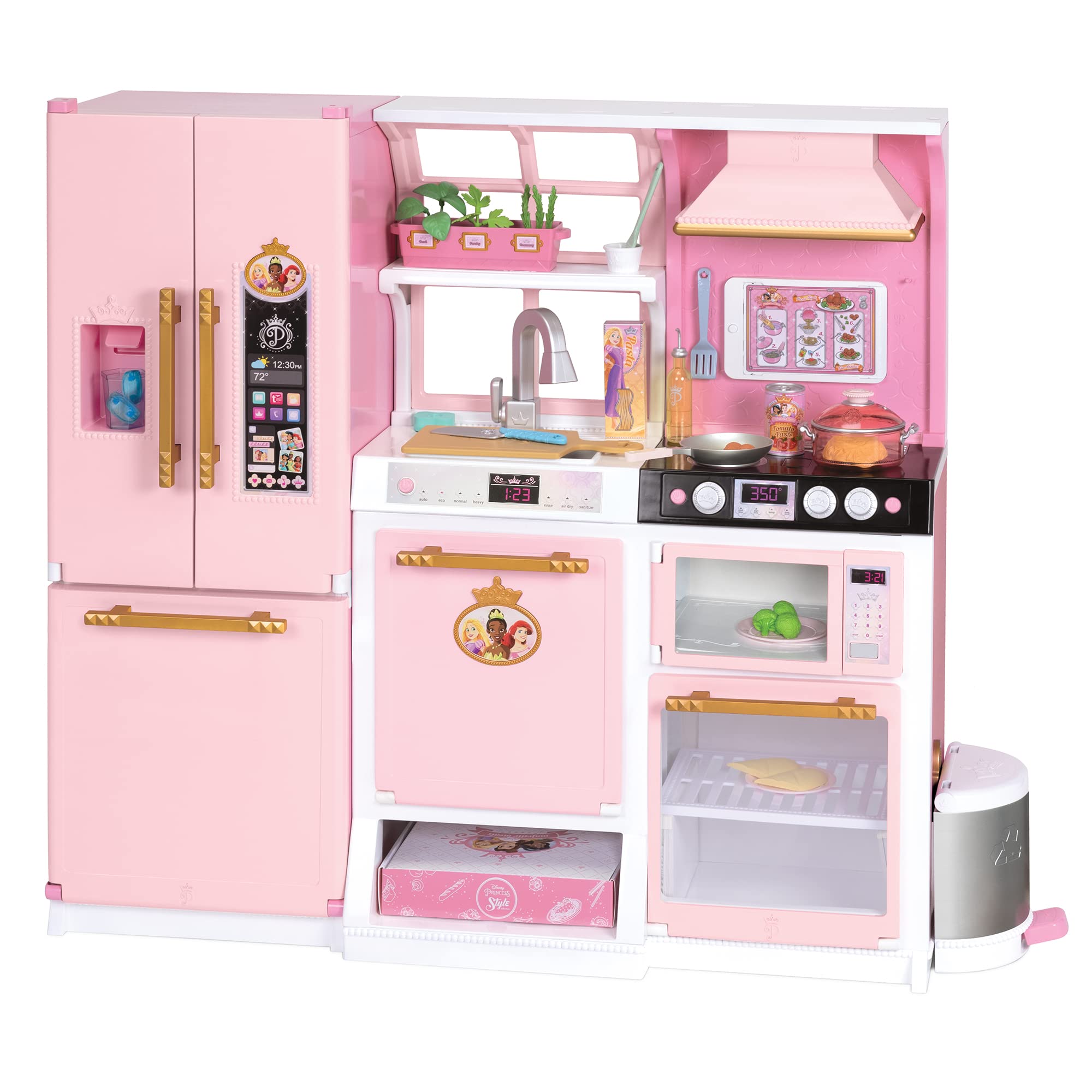 Disney Princess Style Collection Fresh Prep Gourmet Kitchen, Interactive Pretend Play Kitchen for Girls & Kids with Realistic Steam, Complete Meal Kit & 35+ Accessories - Image 10
