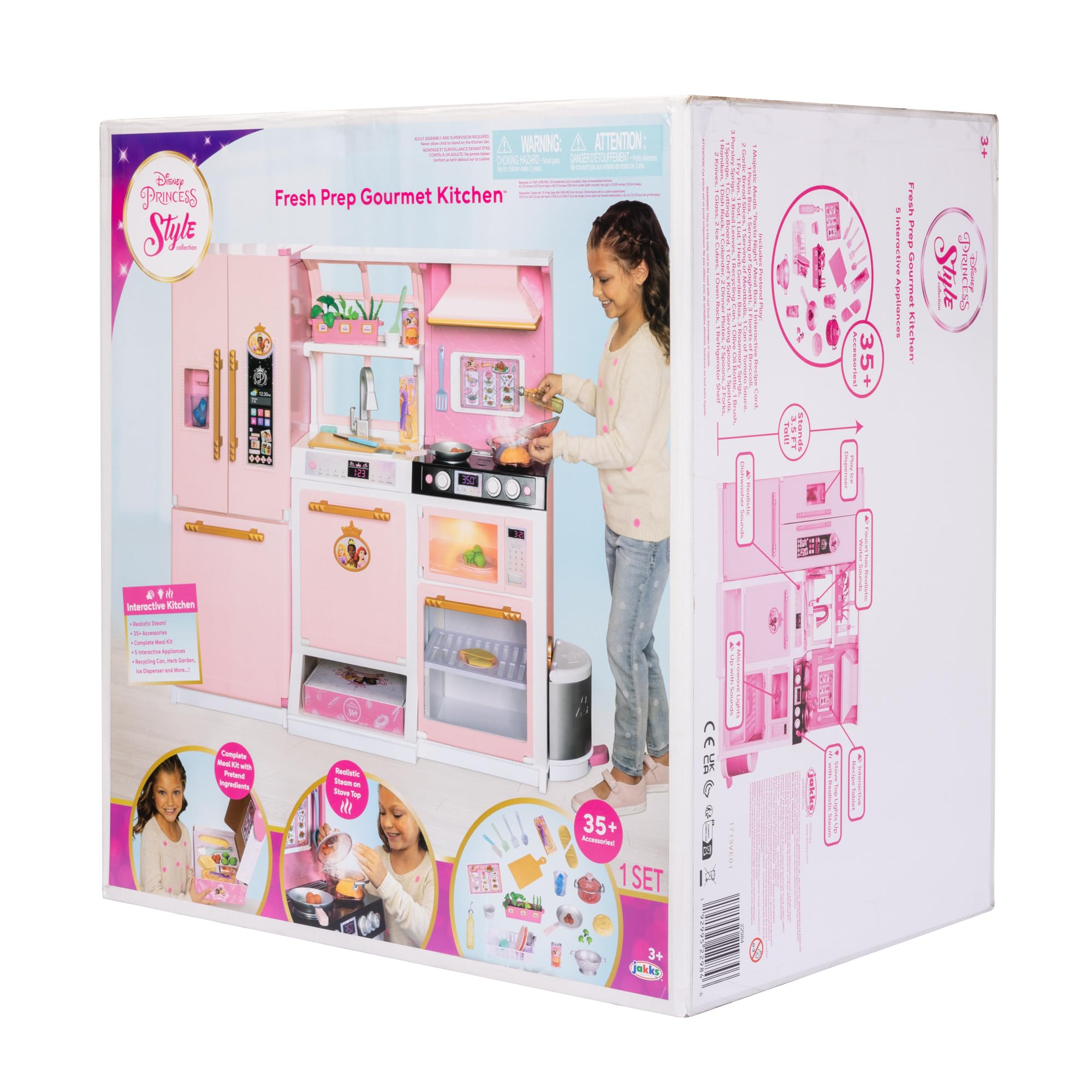 Disney Princess Style Collection Fresh Prep Gourmet Kitchen, Interactive Pretend Play Kitchen for Girls & Kids with Realistic Steam, Complete Meal Kit & 35+ Accessories - Image 9