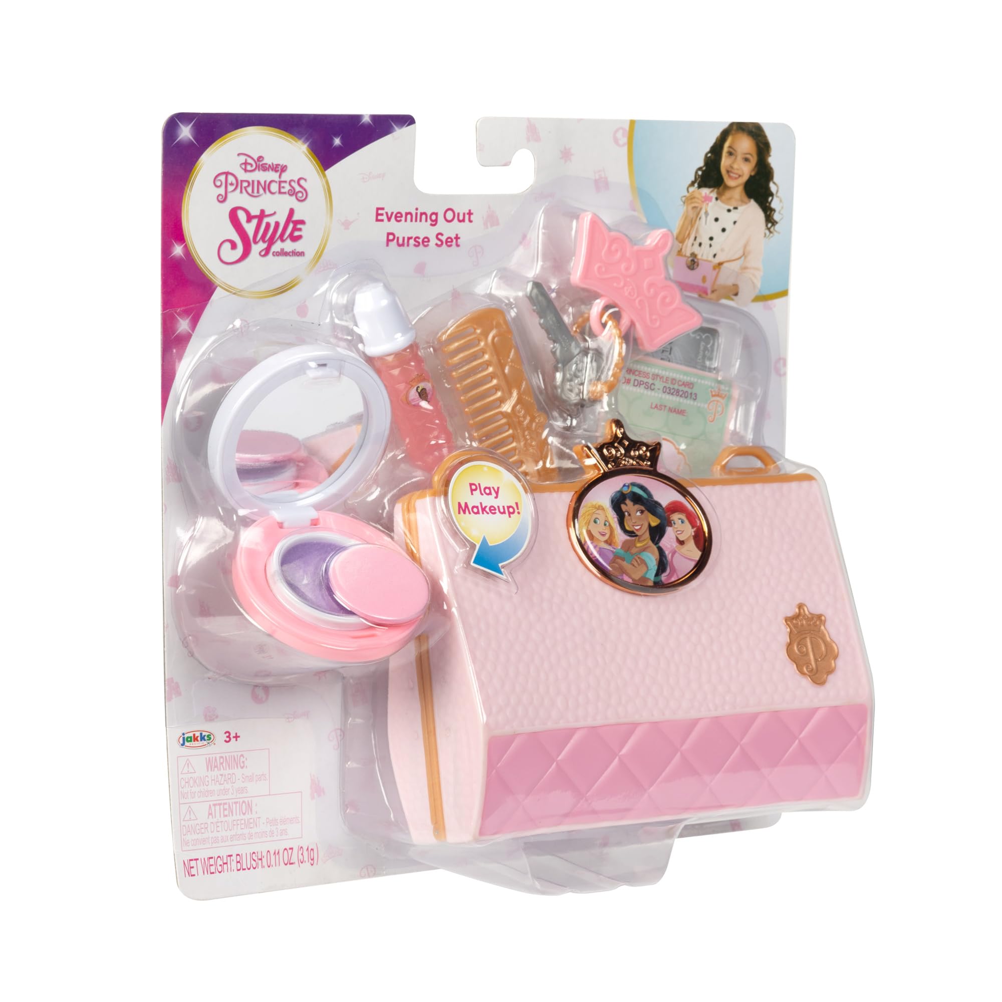 Disney Princess Style Collection Girls Evening Essentials Purse with Play Makeup Blush Compact in a Chic Cross-Body Purse - Image 3