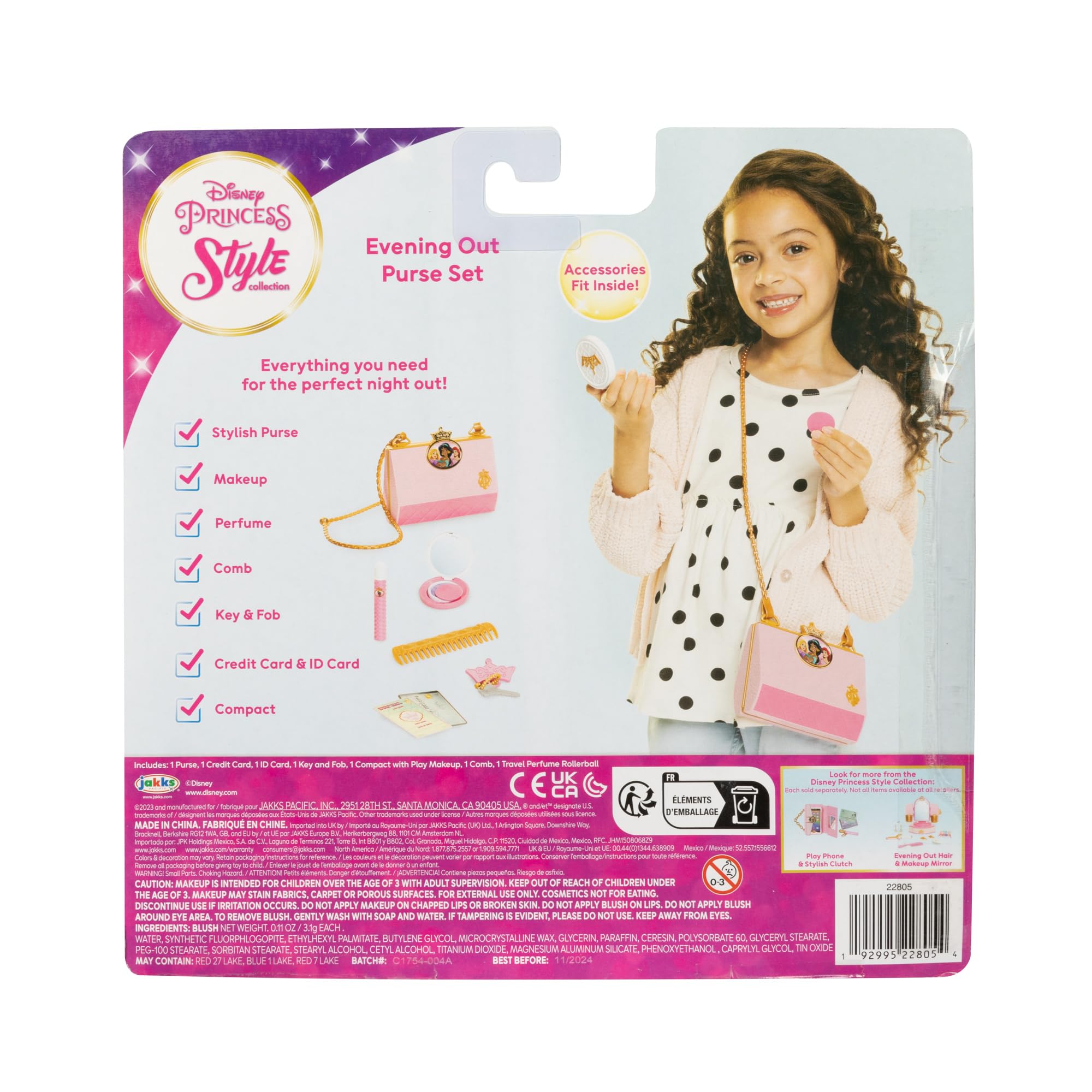 Disney Princess Style Collection Girls Evening Essentials Purse with Play Makeup Blush Compact in a Chic Cross-Body Purse - Image 4