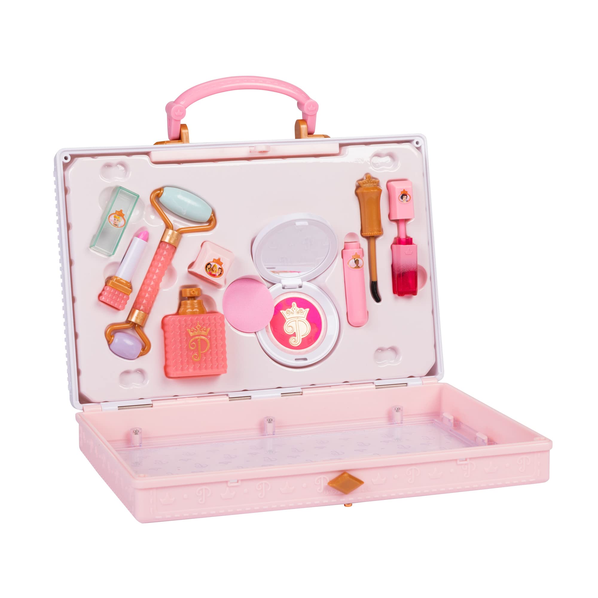 Disney Princess Style Collection Girls Trendy Makeup Tote Bag, Trendy Pretend Play Makeup Tools, Including a Face Roller, Comes with 8 Different Play Tools - Image 3