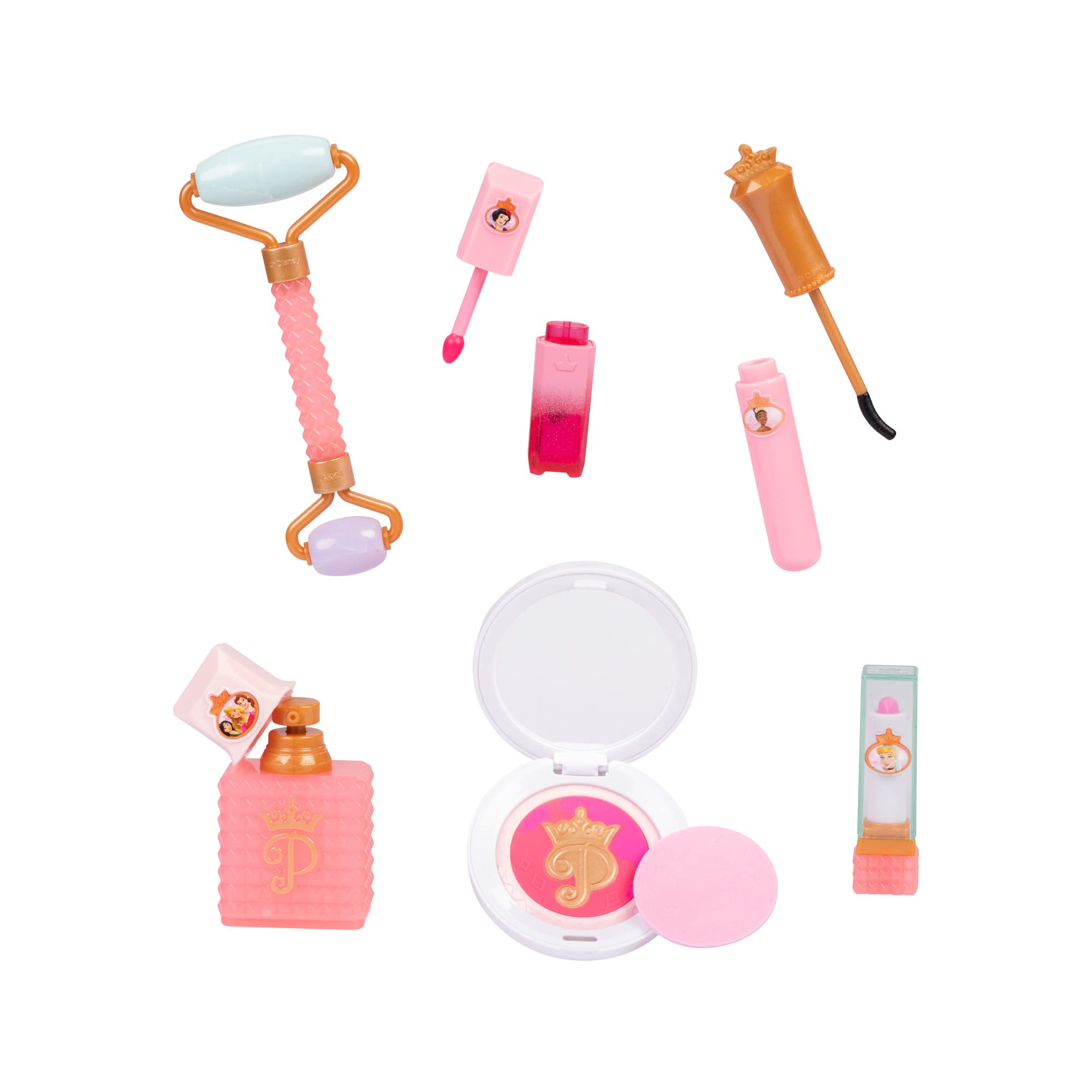 Disney Princess Style Collection Girls Trendy Makeup Tote Bag, Trendy Pretend Play Makeup Tools, Including a Face Roller, Comes with 8 Different Play Tools - Image 4