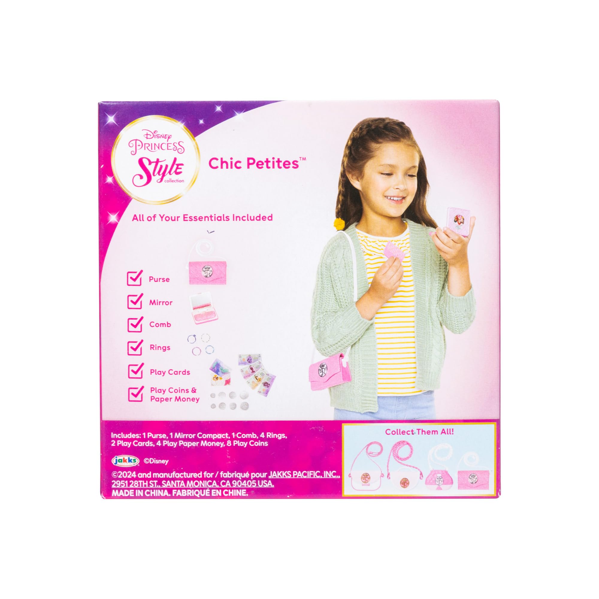 Disney Princess Style Collection Purse - Pretend Play Chic Petite Bag D - Mini Soft Vinyl Handbag for Girls Ages 3 and Up with 5+ Accessories - Image 6