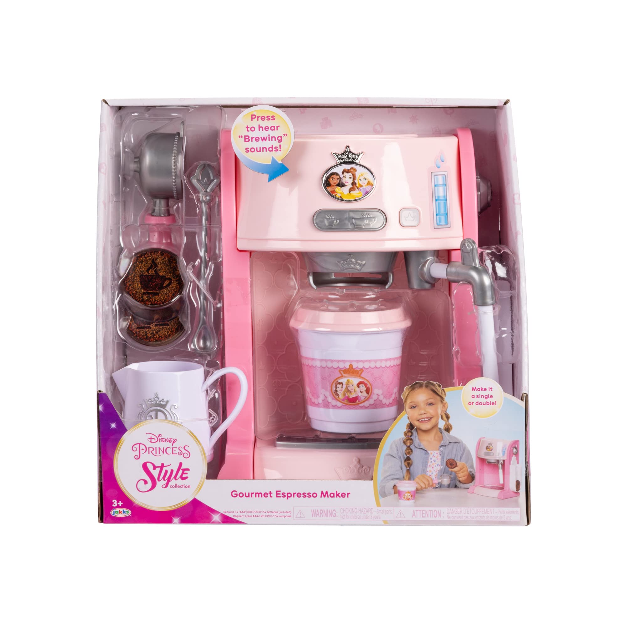 Disney Princess Style Collection Toy Espresso Machine for Kids, Coffee Maker Play Kitchen Accessories Gift for Girls & Kids - Image 7