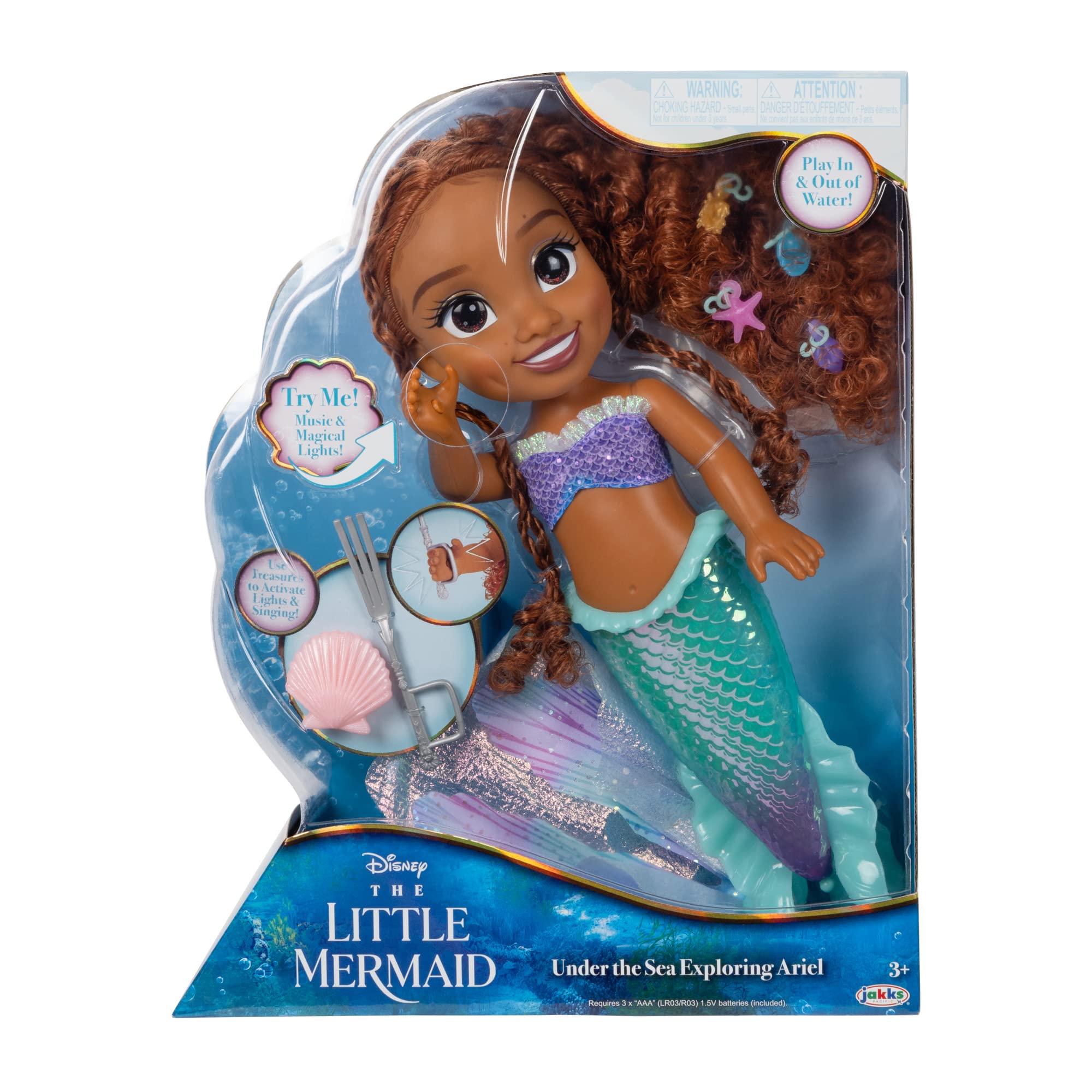 Disney The Little Mermaid Ariel Doll with Hair Charms! Feature Singing & Talking Doll, Accessories Activate Music & Magical Lights - Play in & Out of Water! - Image 6