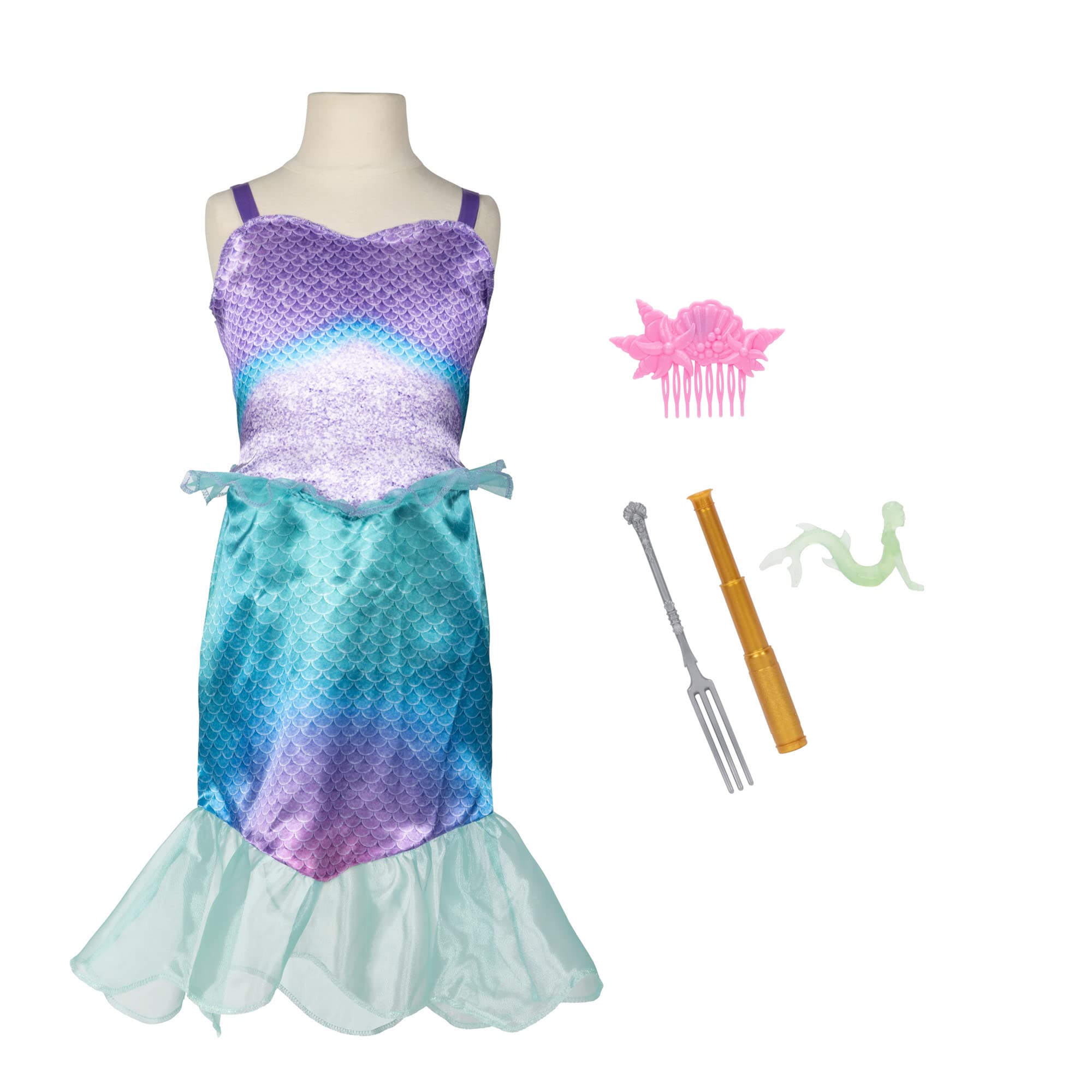 Disney The Little Mermaid Ariel & Ursula Dress Up Trunk, Treasure Chest Includes Ariel and Ursula's Outfit Dresses with Accessories [Amazon Exclusive] - Image 10