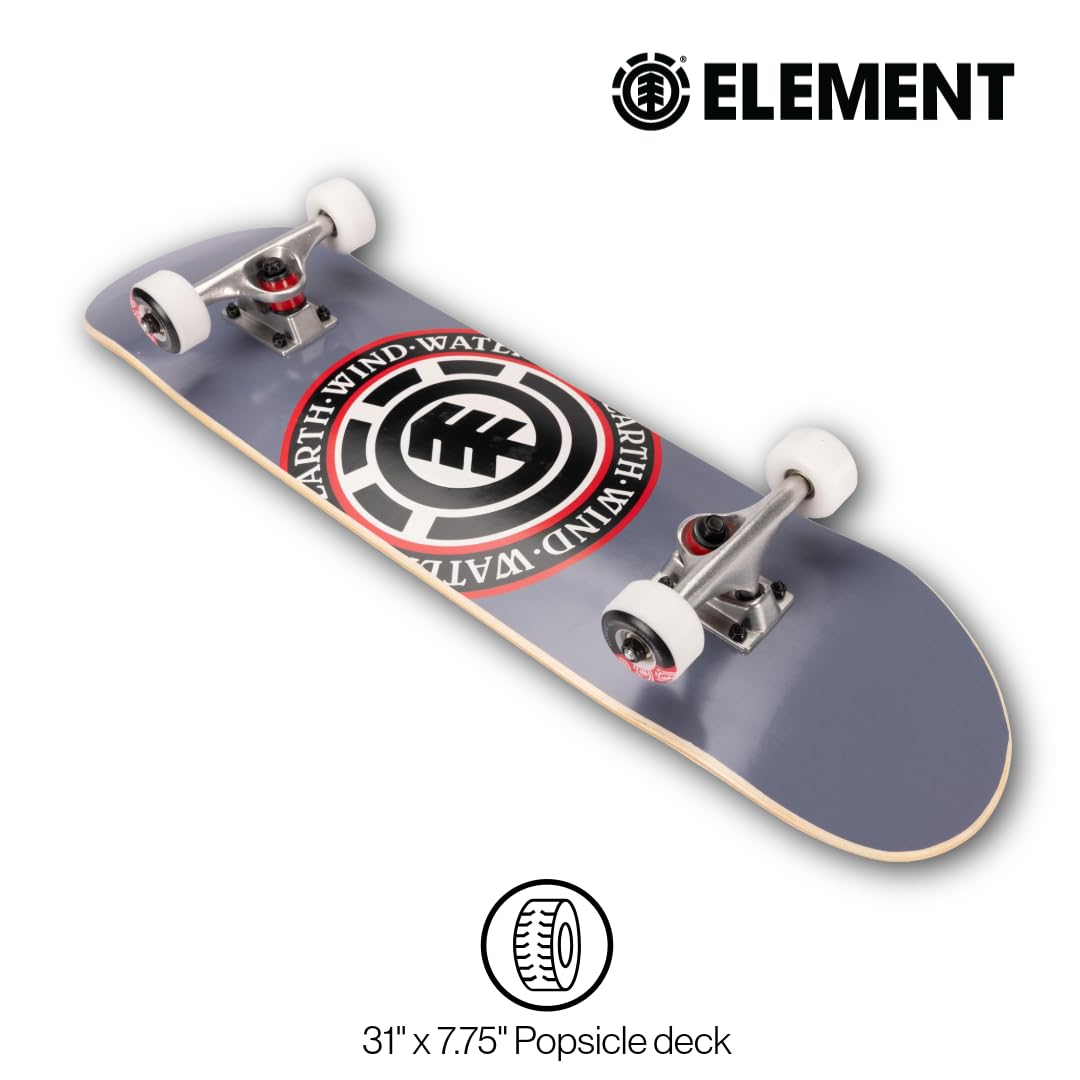 Element Icon Gray Skateboard 31" x 7.75" Complete Popsicle Board for Kids, Teens, Boys, Girls, and Adults Deck with a Weight Limit of 220 lbs for All Skill Levels - Image 4