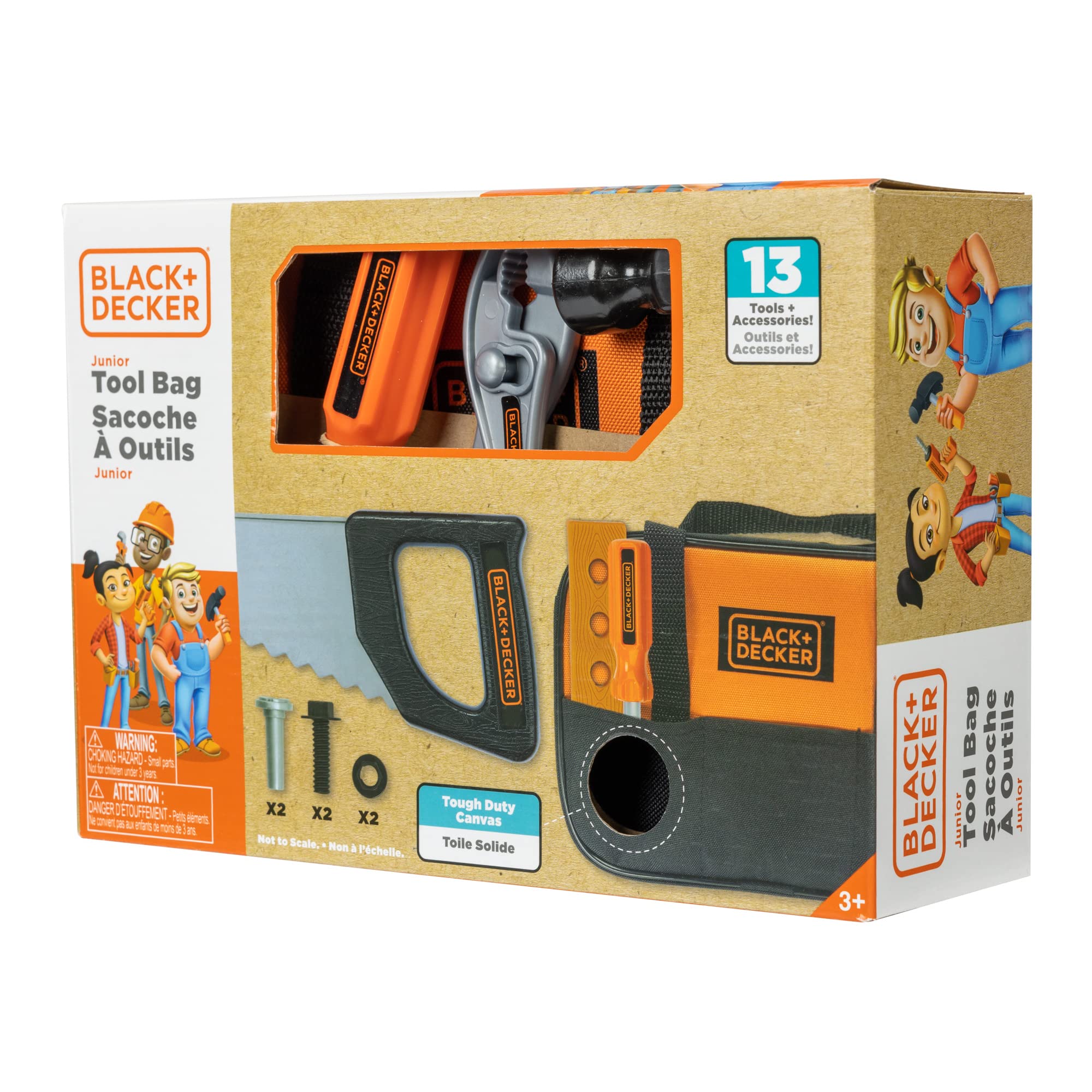 JAKKS Pacific Black + Decker Junior Tool Bag 13 Piece Set - Includes Hammer, Hand Saw, Screw Driver & More! - Image 11