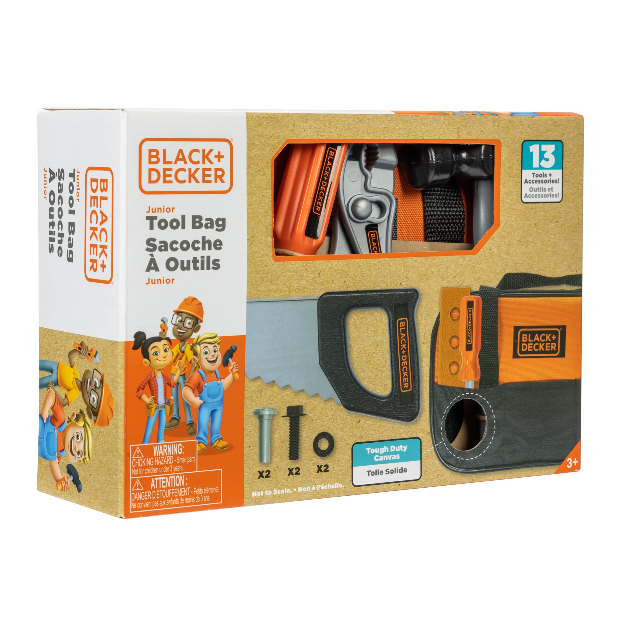 JAKKS Pacific Black + Decker Junior Tool Bag 13 Piece Set - Includes Hammer, Hand Saw, Screw Driver & More! - Image 12