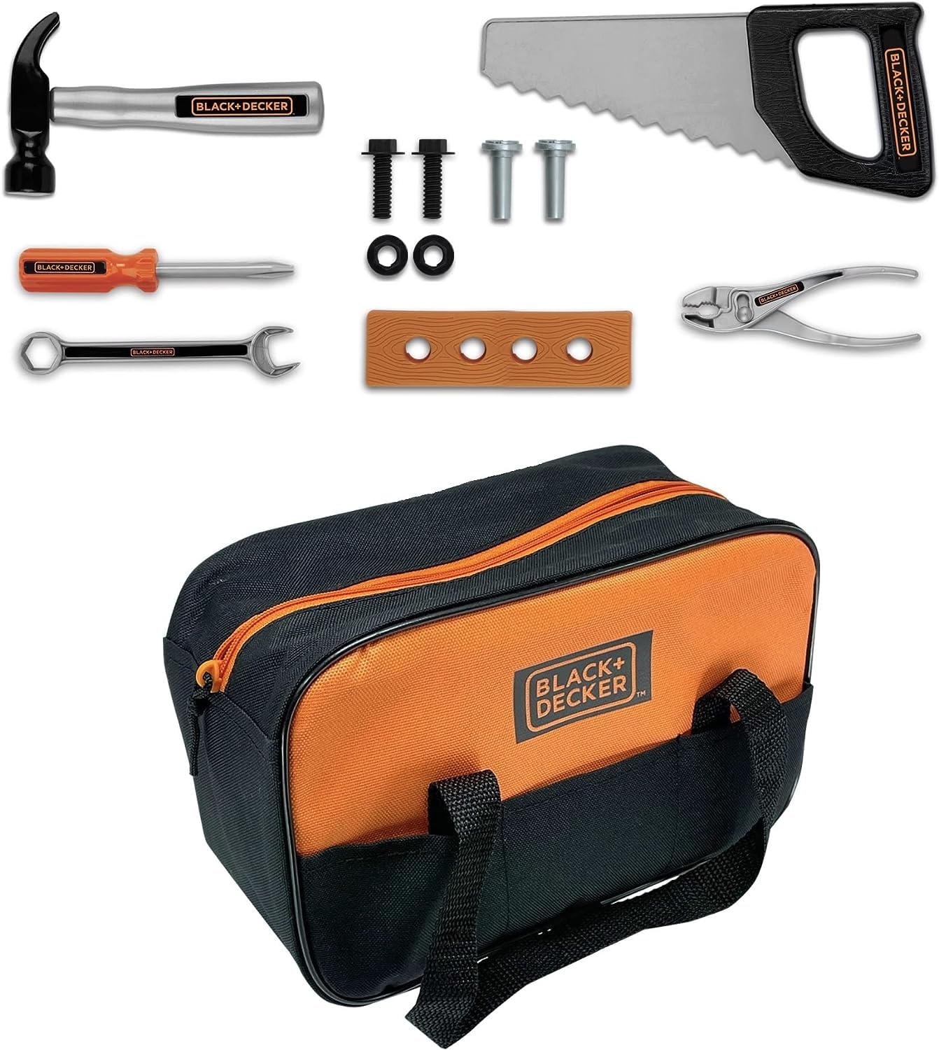 JAKKS Pacific Black + Decker Junior Tool Bag 13 Piece Set - Includes Hammer, Hand Saw, Screw Driver & More! - Image 3