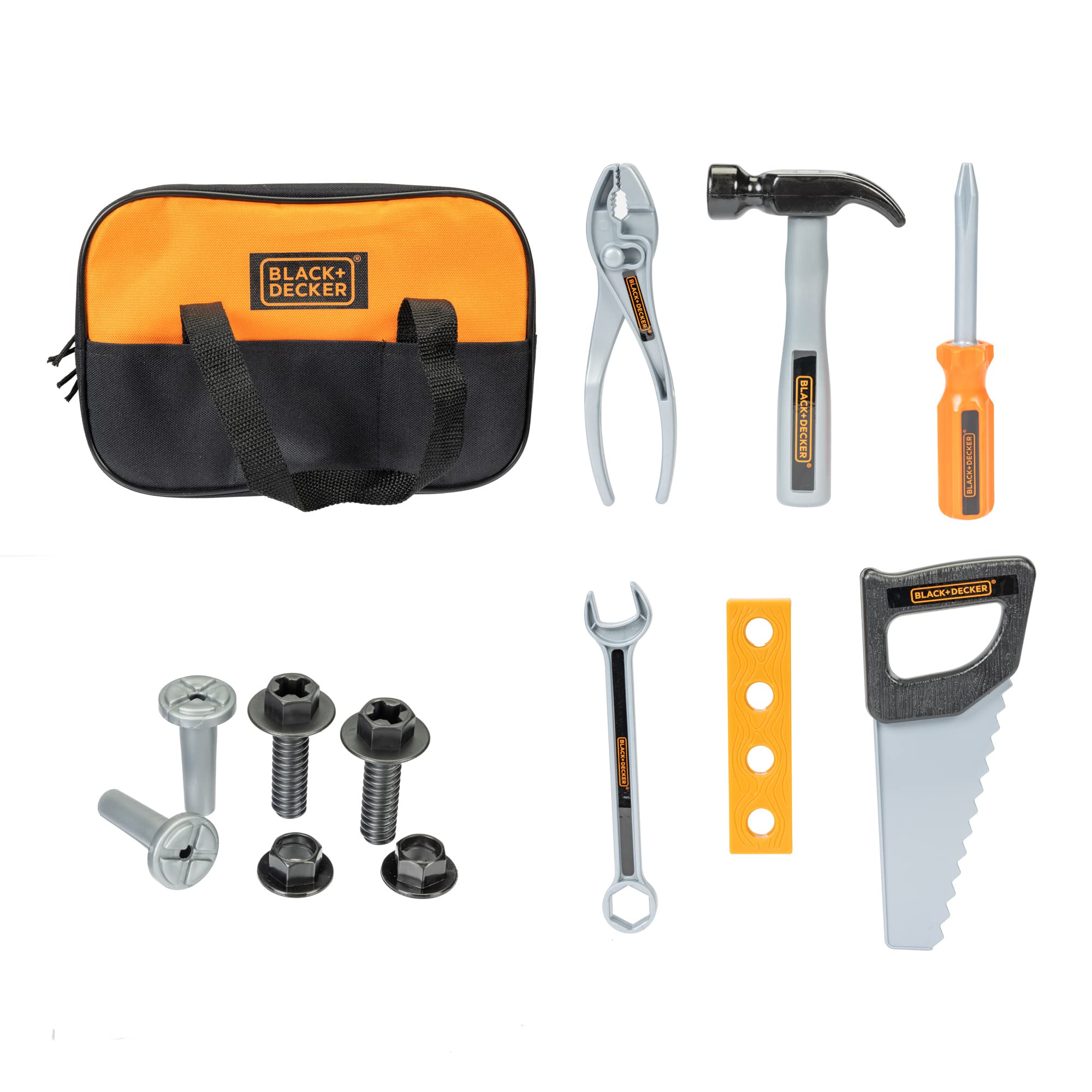 JAKKS Pacific Black + Decker Junior Tool Bag 13 Piece Set - Includes Hammer, Hand Saw, Screw Driver & More! - Image 4