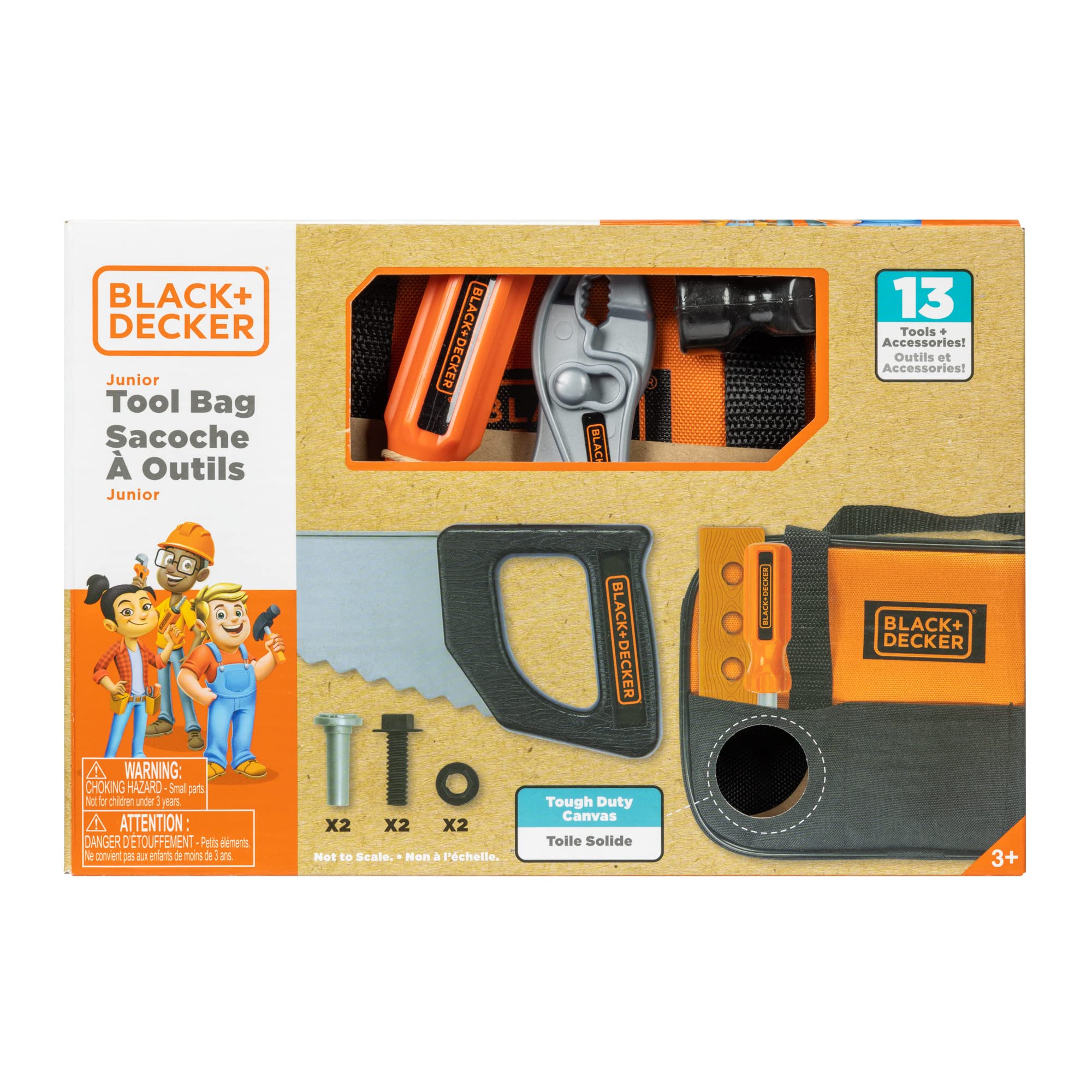 JAKKS Pacific Black + Decker Junior Tool Bag 13 Piece Set - Includes Hammer, Hand Saw, Screw Driver & More! - Image 6