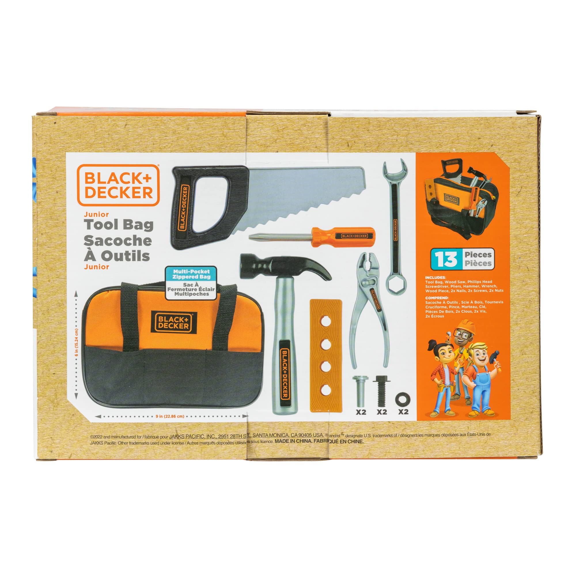 JAKKS Pacific Black + Decker Junior Tool Bag 13 Piece Set - Includes Hammer, Hand Saw, Screw Driver & More! - Image 7