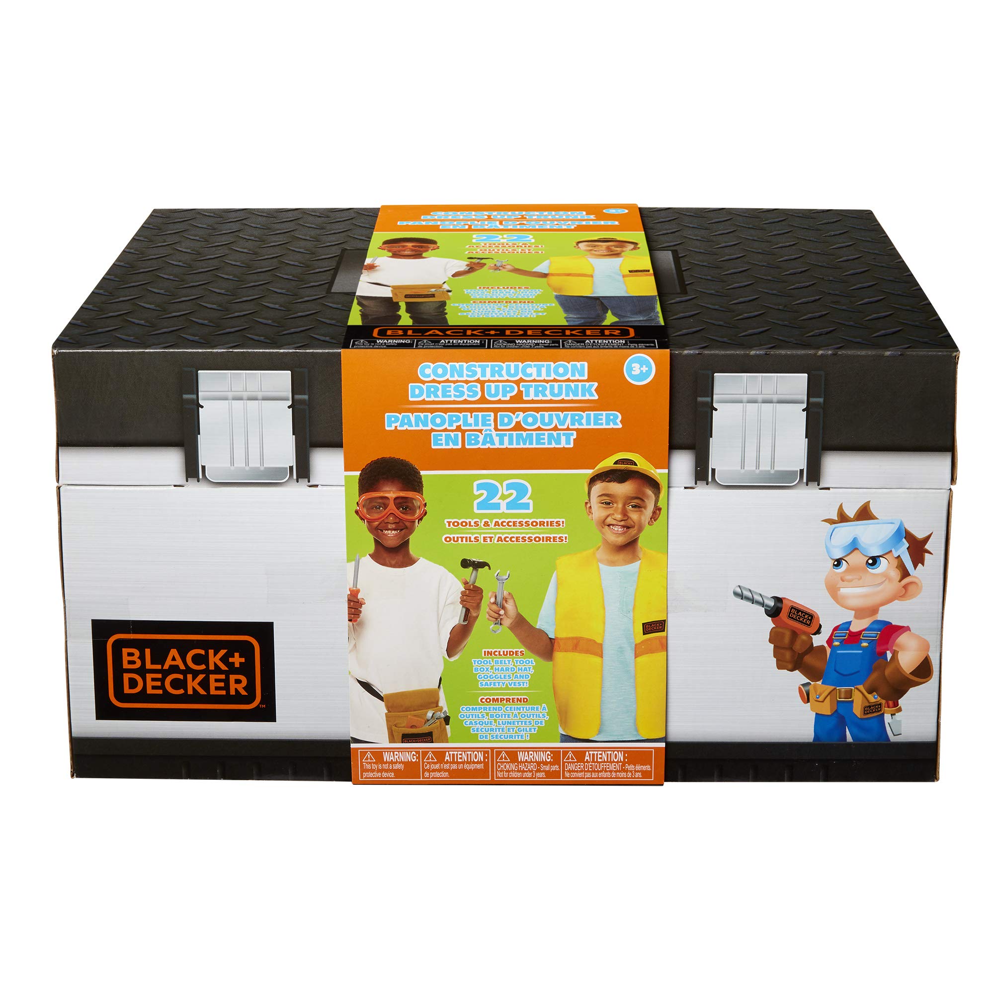 JAKKS Pacific BLACK+DECKER Kids Tool Set Pretend Play Trunk with Tool Box, Construction Vest & Hard Hat – 22 Piece Set [Amazon Exclusive] - Image 6