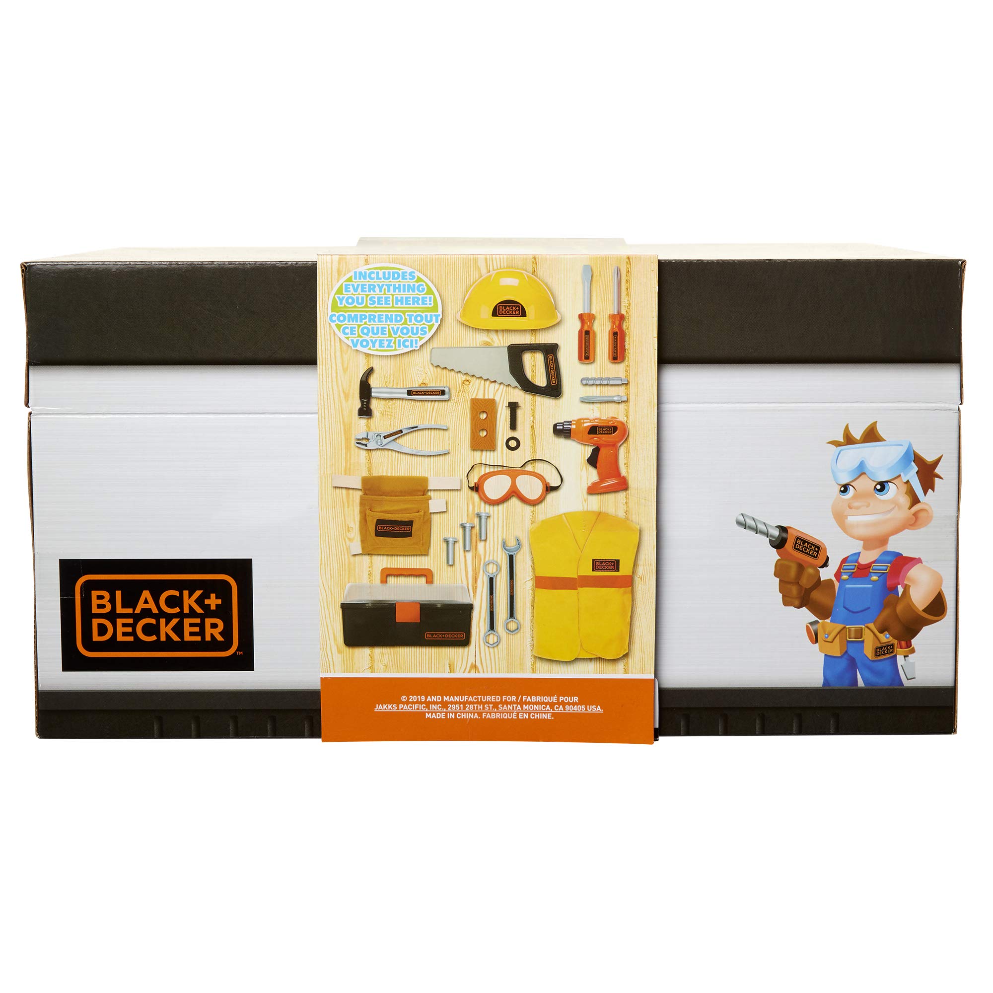 JAKKS Pacific BLACK+DECKER Kids Tool Set Pretend Play Trunk with Tool Box, Construction Vest & Hard Hat – 22 Piece Set [Amazon Exclusive] - Image 7