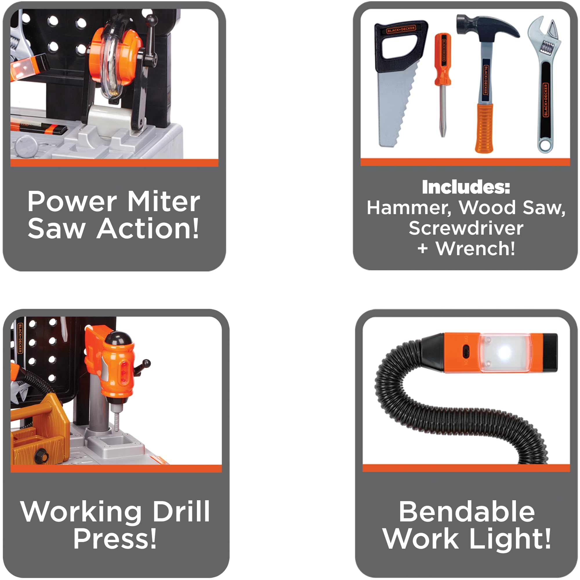 JAKKS Pacific Black+Decker Kids Workbench - Power Tools Workshop - Build Your Own Toy Tool Box – 75 Realistic Toy Tools and Accessories [Amazon Exclusive] - Image 3
