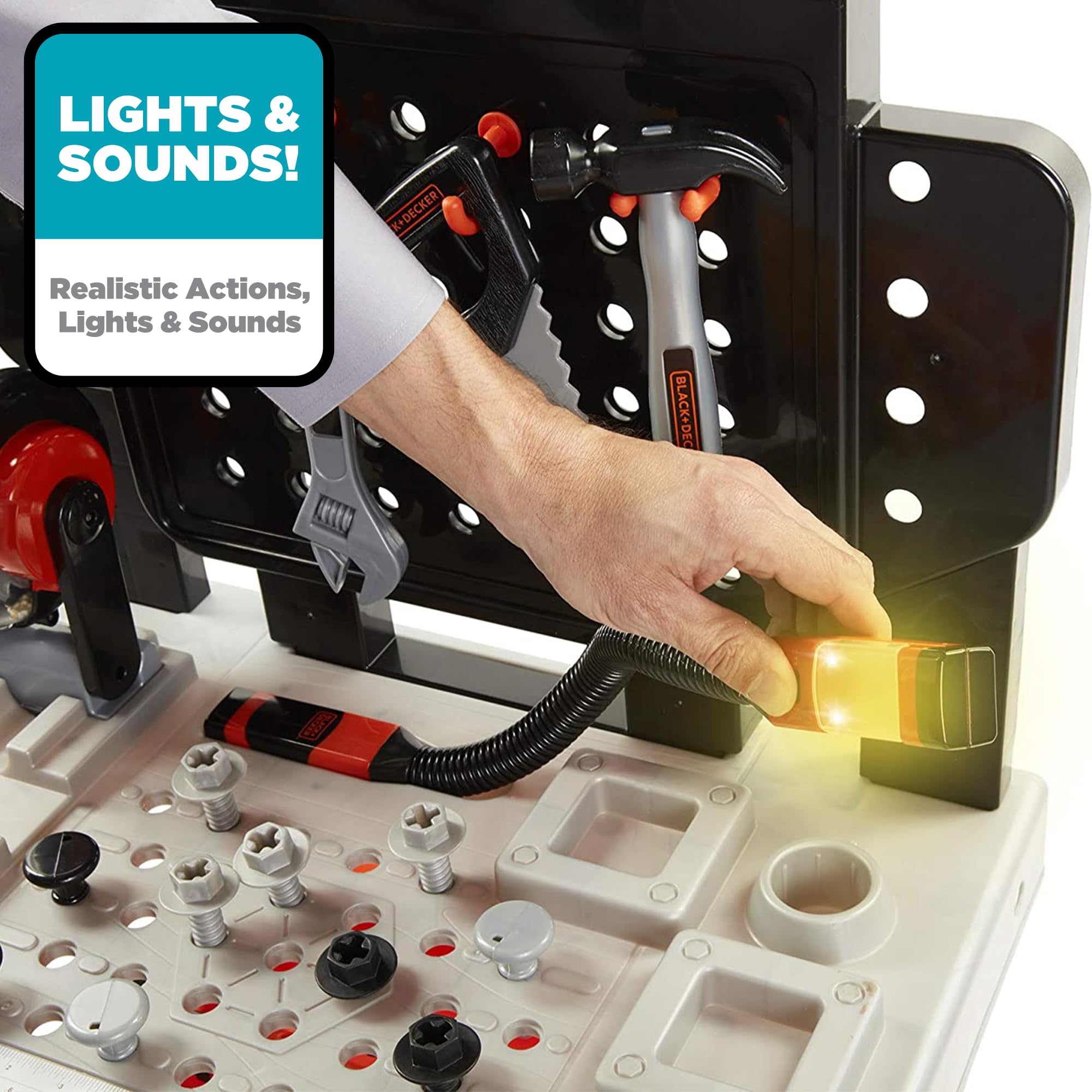 JAKKS Pacific Black+Decker Kids Workbench - Power Tools Workshop - Build Your Own Toy Tool Box – 75 Realistic Toy Tools and Accessories [Amazon Exclusive] - Image 4