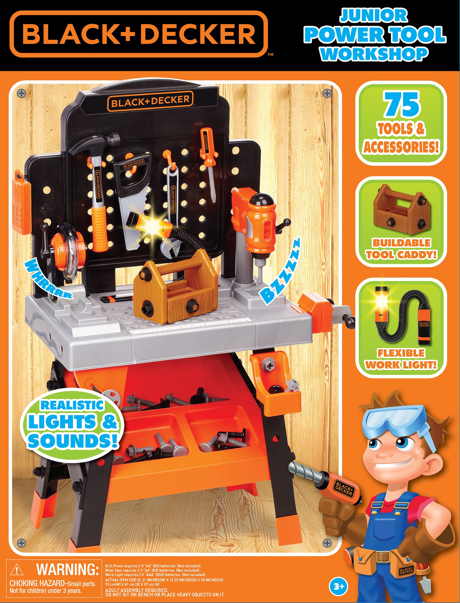 JAKKS Pacific Black+Decker Kids Workbench - Power Tools Workshop - Build Your Own Toy Tool Box – 75 Realistic Toy Tools and Accessories [Amazon Exclusive] - Image 7