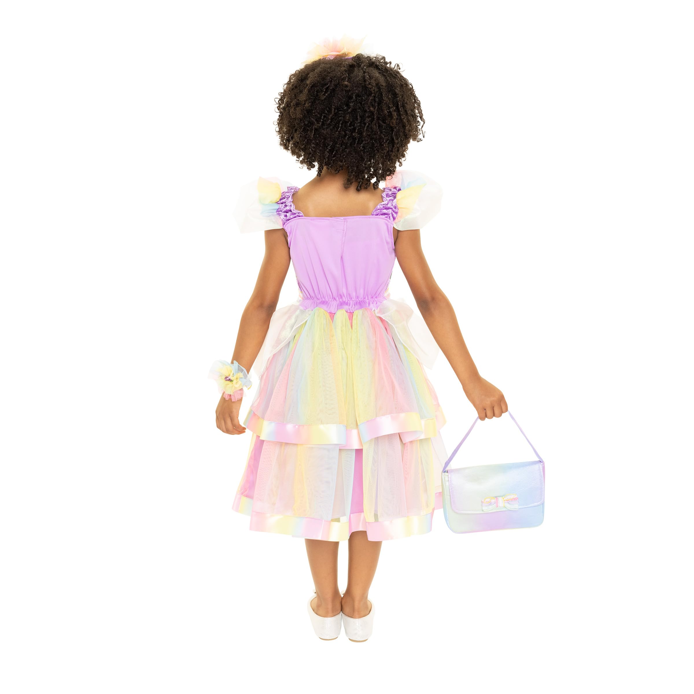 JAKKS Pacific Daydreamers Girls Premium Princess Costume Dress with Purse, Full Multi-Layer Tulle Skirt Adorned with Soft Rainbow Tones Create a Magical Look with Every Twirl! [Amazon Exclusive] - Image 5