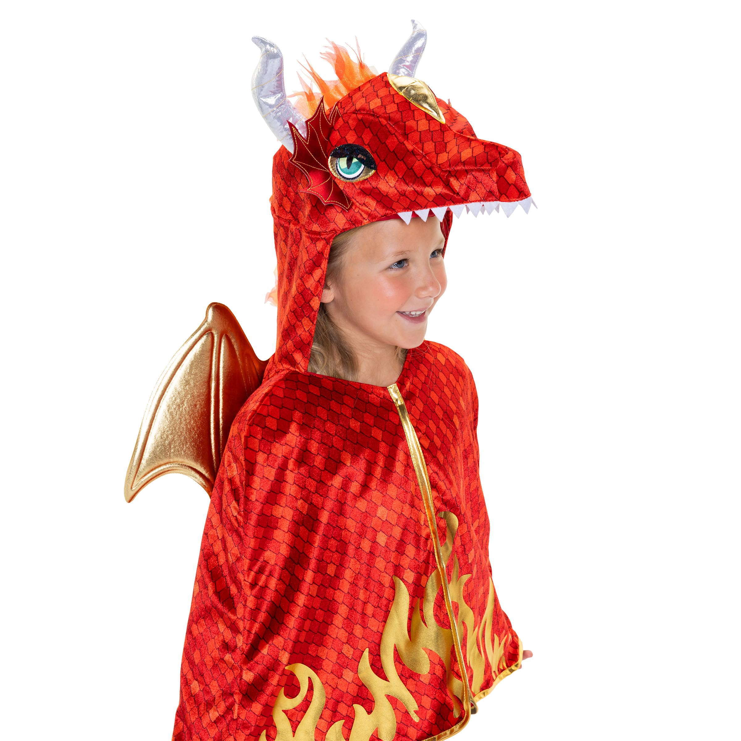 JAKKS Pacific Daydreamers Premium Dragon Costume Cape Dress Up Set for Boys and Girls, Let Their Imagination Soar! Dimensional Cape with 3D Sculpted Dragon Head and Tail - Image 4