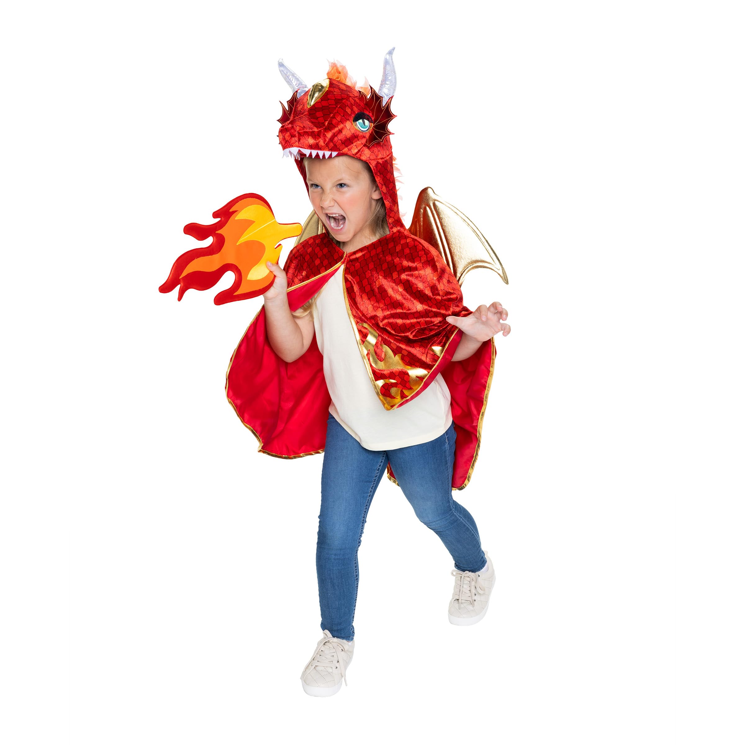 JAKKS Pacific Daydreamers Premium Dragon Costume Cape Dress Up Set for Boys and Girls, Let Their Imagination Soar! Dimensional Cape with 3D Sculpted Dragon Head and Tail - Image 6