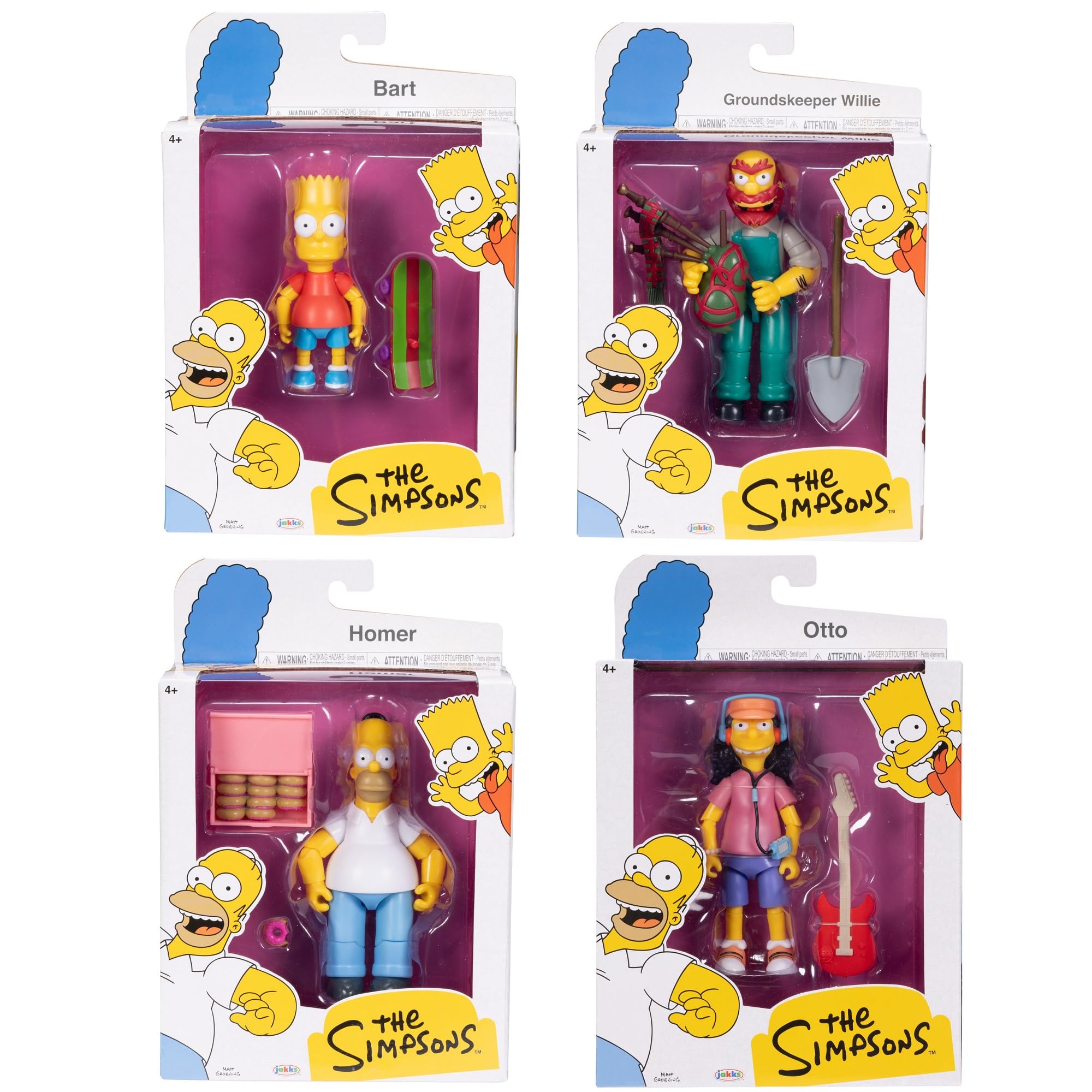 JAKKS Pacific Disney The Simpsons Action Figures 4-Pack 5-Inch Collectible Figures from Wave 1 - Homer, Bart, Groundskeeper Willie, and Otto - Image 7