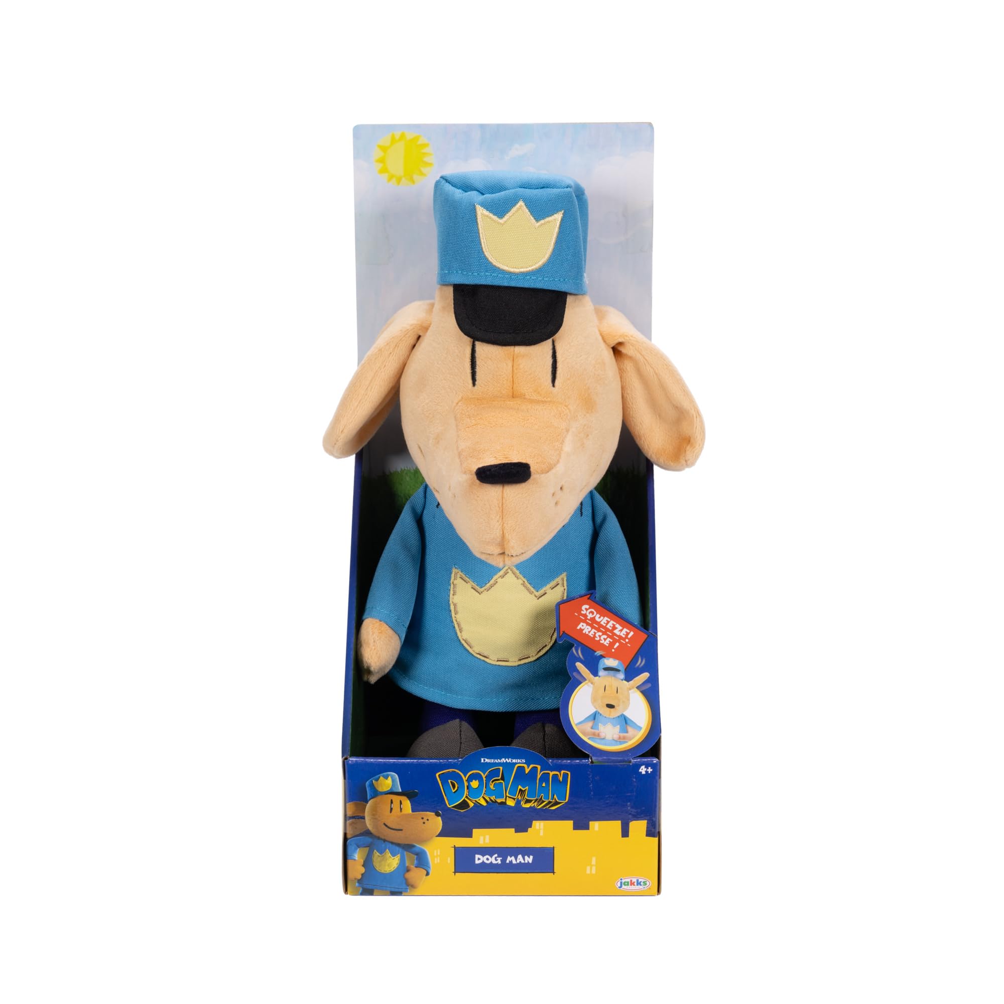 JAKKS Pacific Dog Man Feature Plush, Ears Flip Up and Down, Squeeze for Fun Sound Effect, Toot! Collect All Dogman Plush, Based on The Dog Man Movie - Image 6