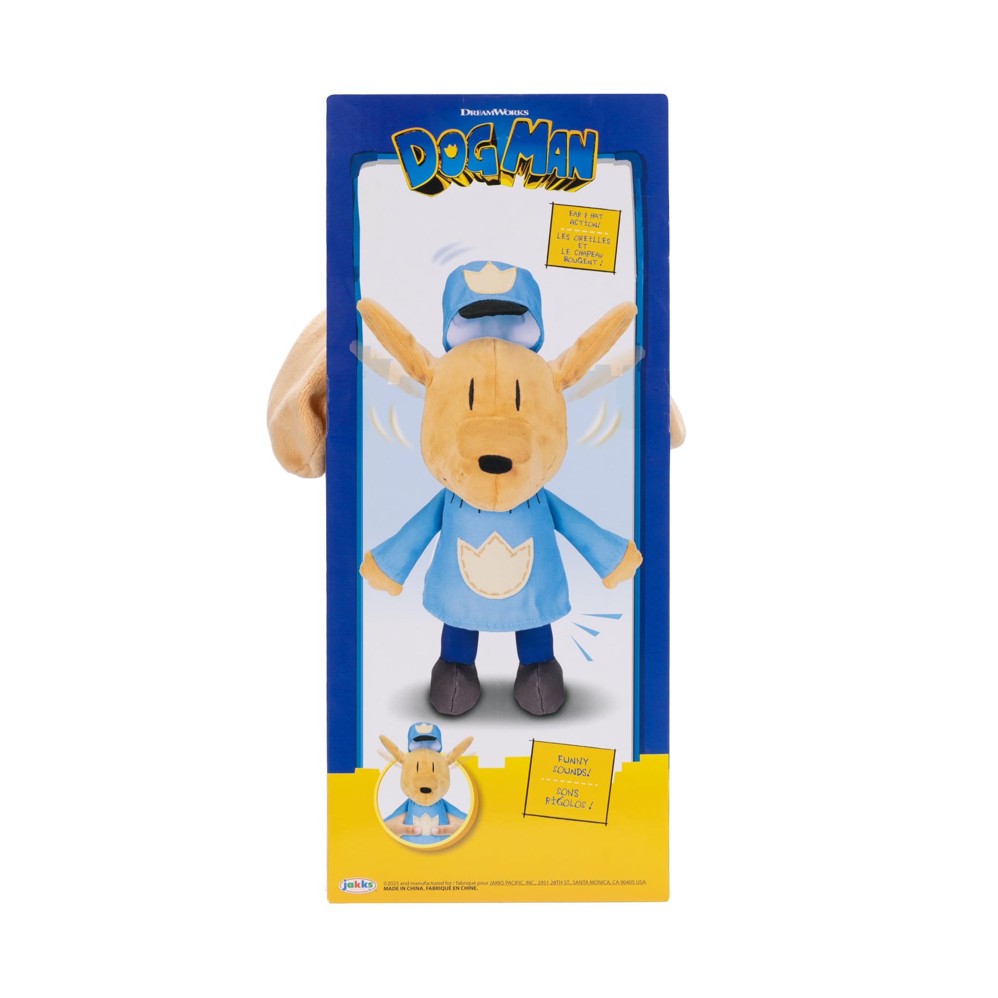 JAKKS Pacific Dog Man Feature Plush, Ears Flip Up and Down, Squeeze for Fun Sound Effect, Toot! Collect All Dogman Plush, Based on The Dog Man Movie - Image 7