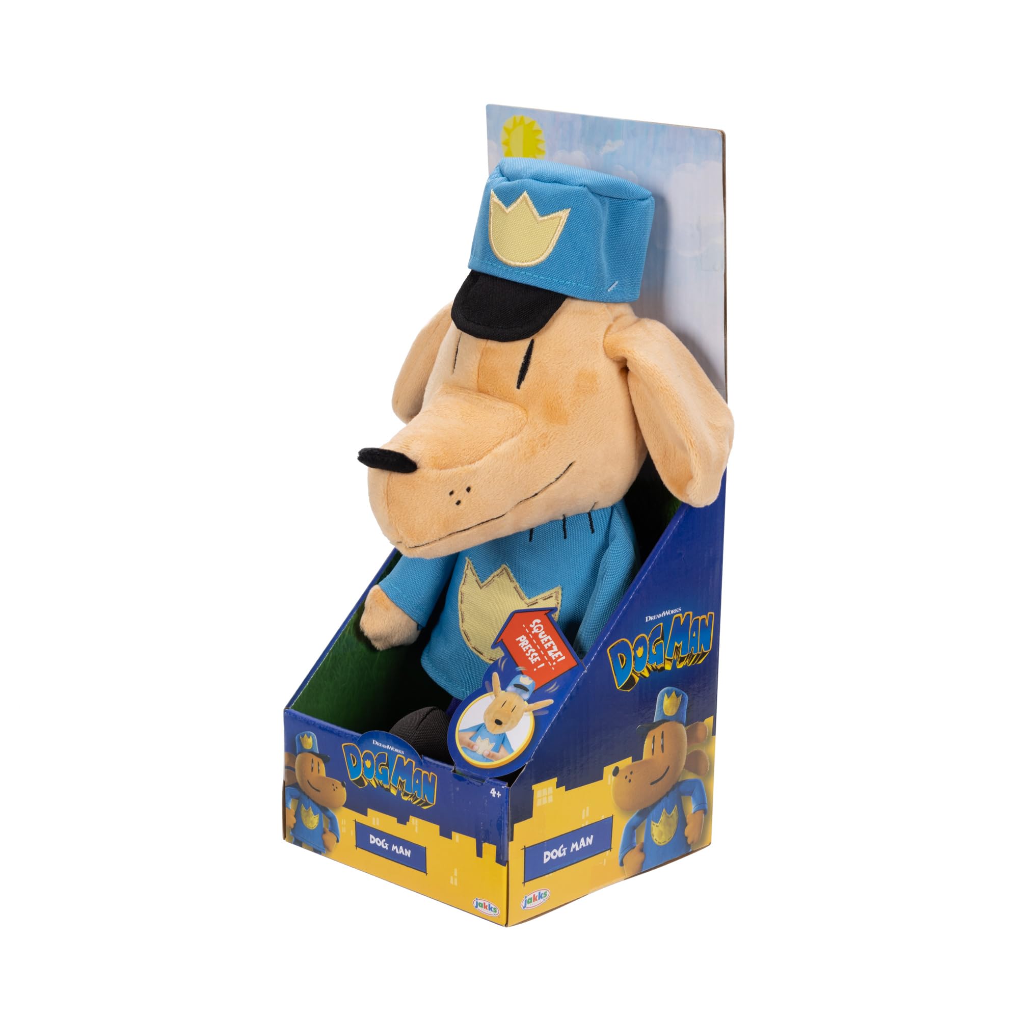 JAKKS Pacific Dog Man Feature Plush, Ears Flip Up and Down, Squeeze for Fun Sound Effect, Toot! Collect All Dogman Plush, Based on The Dog Man Movie - Image 9