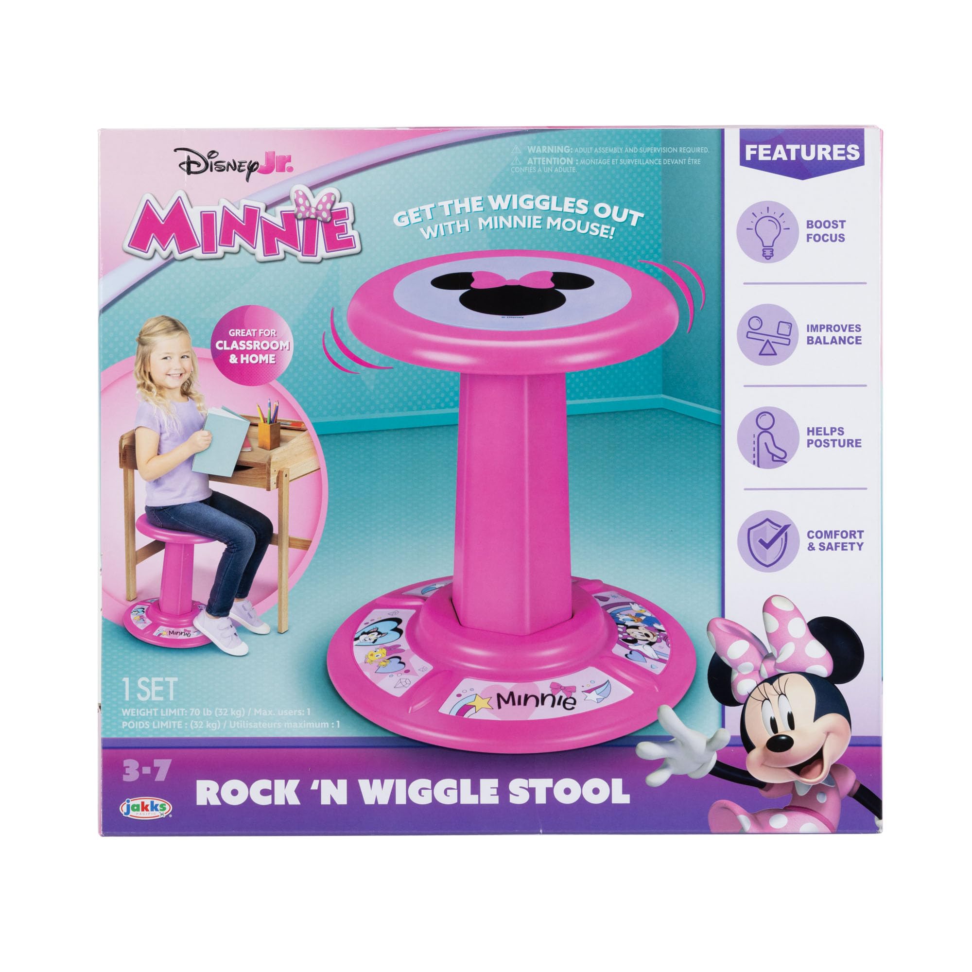 JAKKS Pacific Minnie Mouse Rock 'N Wiggle Stool for Kids - Image 5